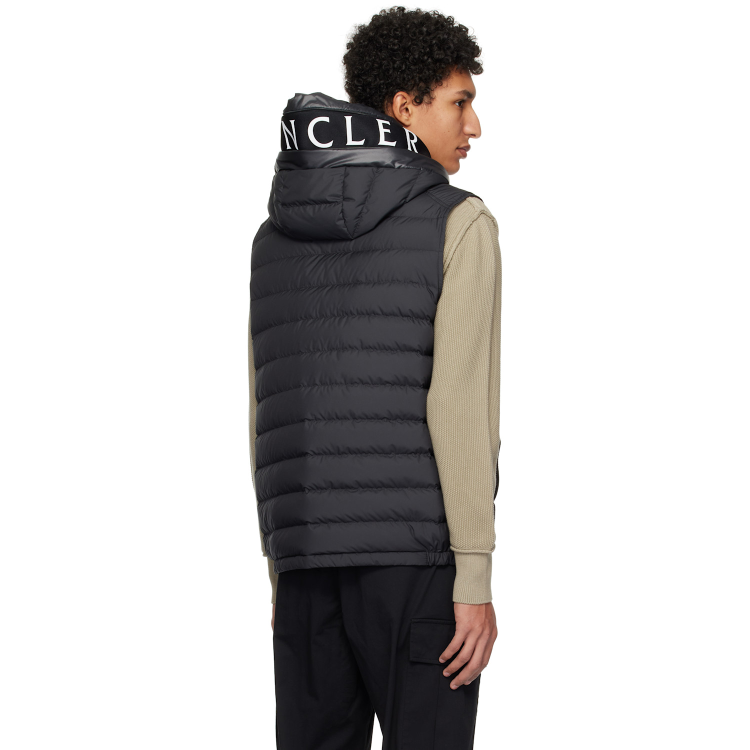  Moncler Black Bourget Hooded Down Vest 