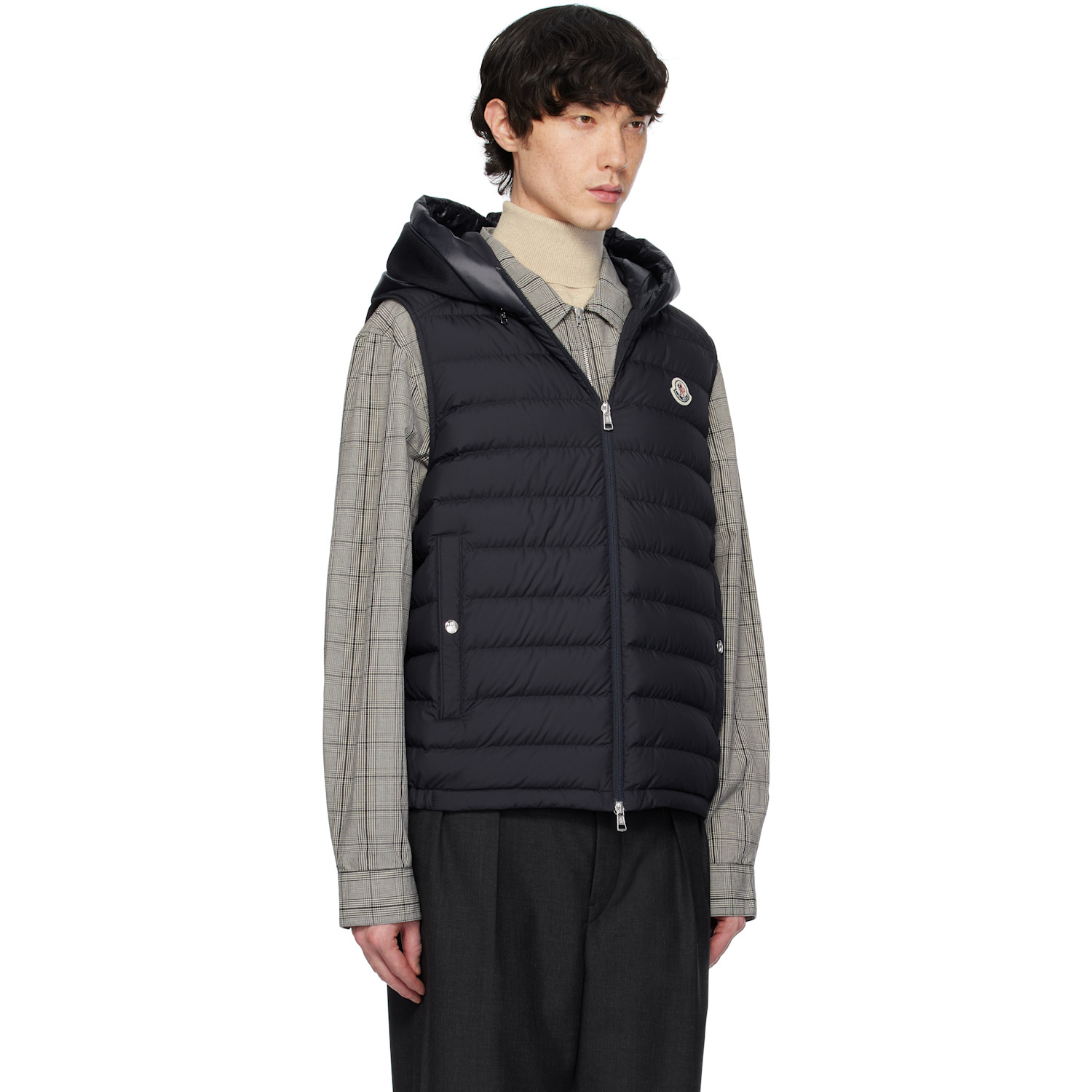  Moncler Navy Bourget Hooded Down Vest 