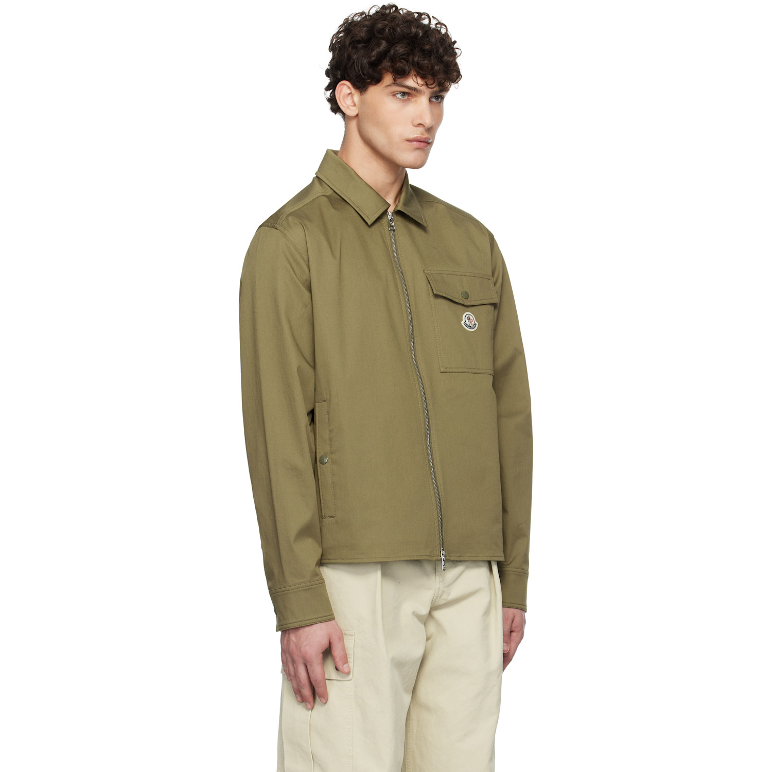  Moncler Khaki Cotton Gabardine Zip-up Jacket 