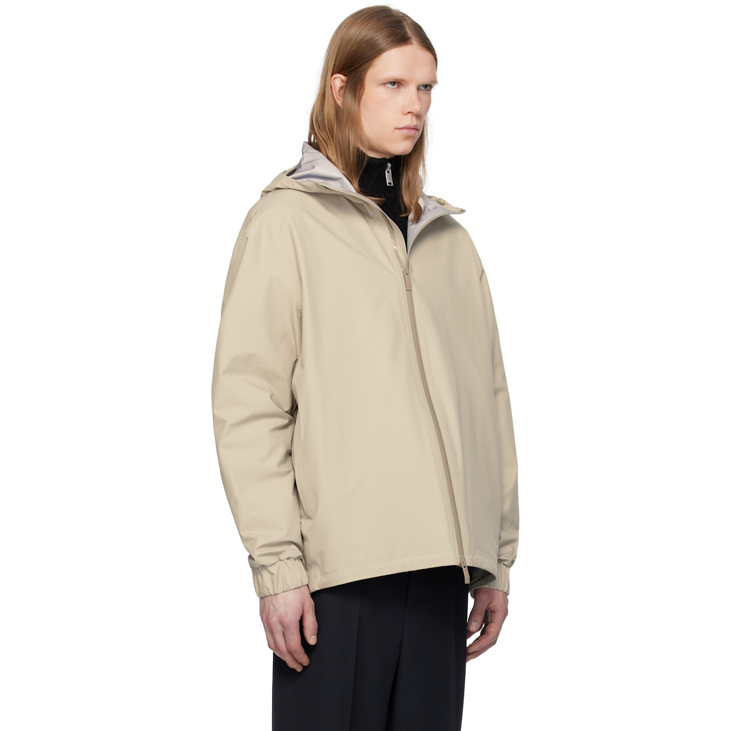  Moncler Beige Bise Hooded Rain Jacket 