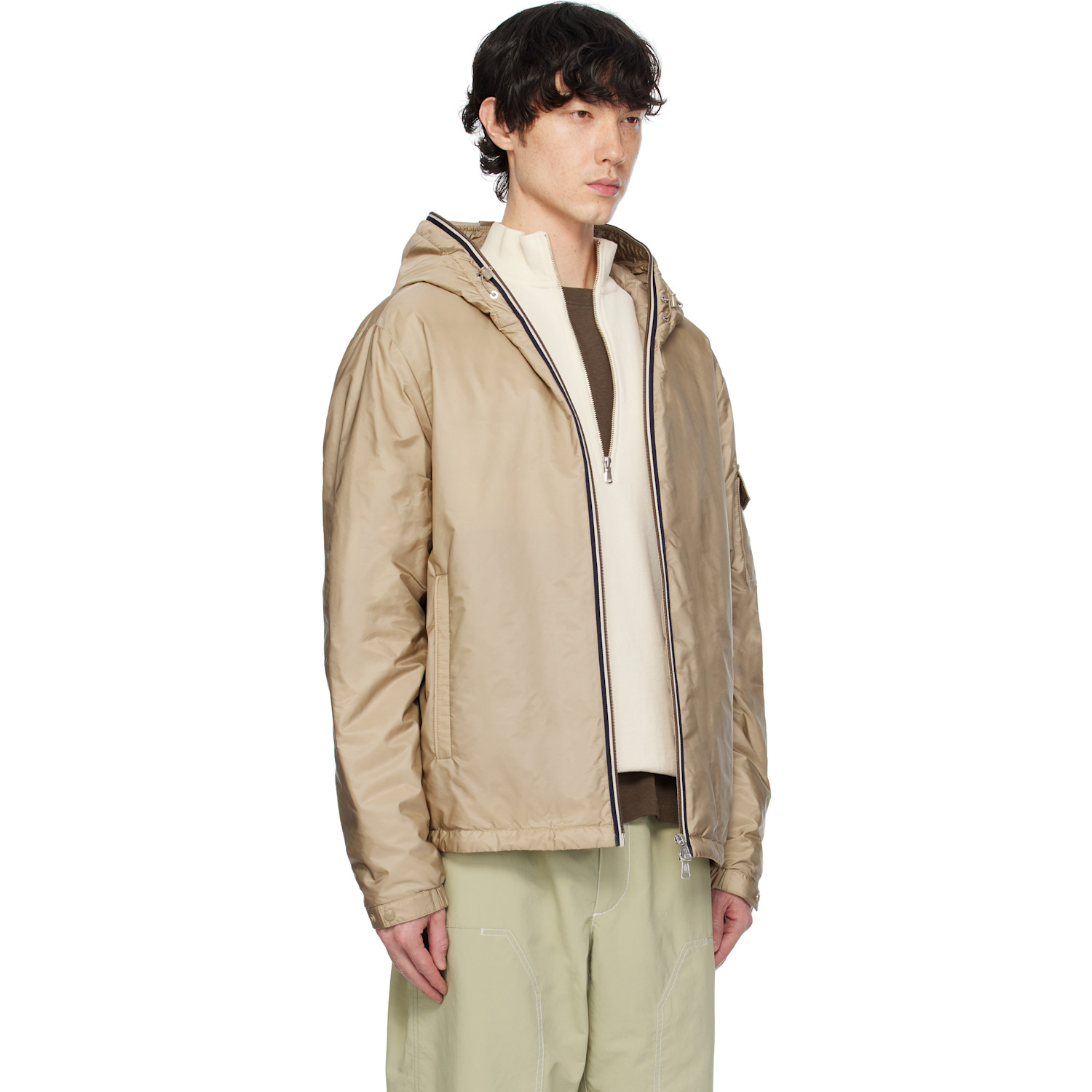  Moncler Beige Evettes Hooded Short Down Jacket 