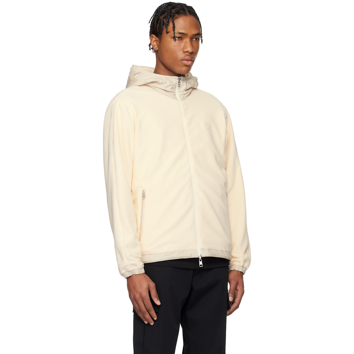  Moncler Beige Fleece Zip-up Reversible Hoodie 