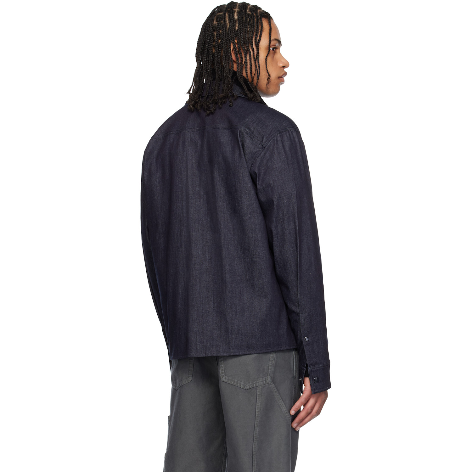  Moncler Blue Long Sleeve Zip-up Denim Jacket 