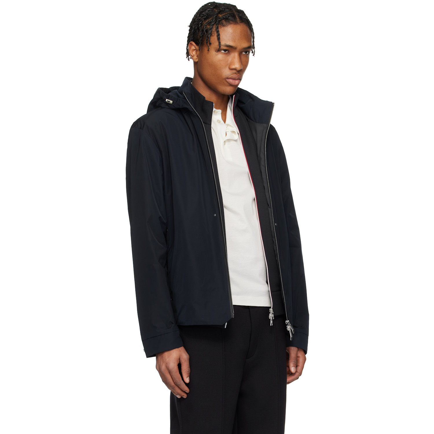  Moncler Navy Lacha Hooded Windbreaker Jacket 