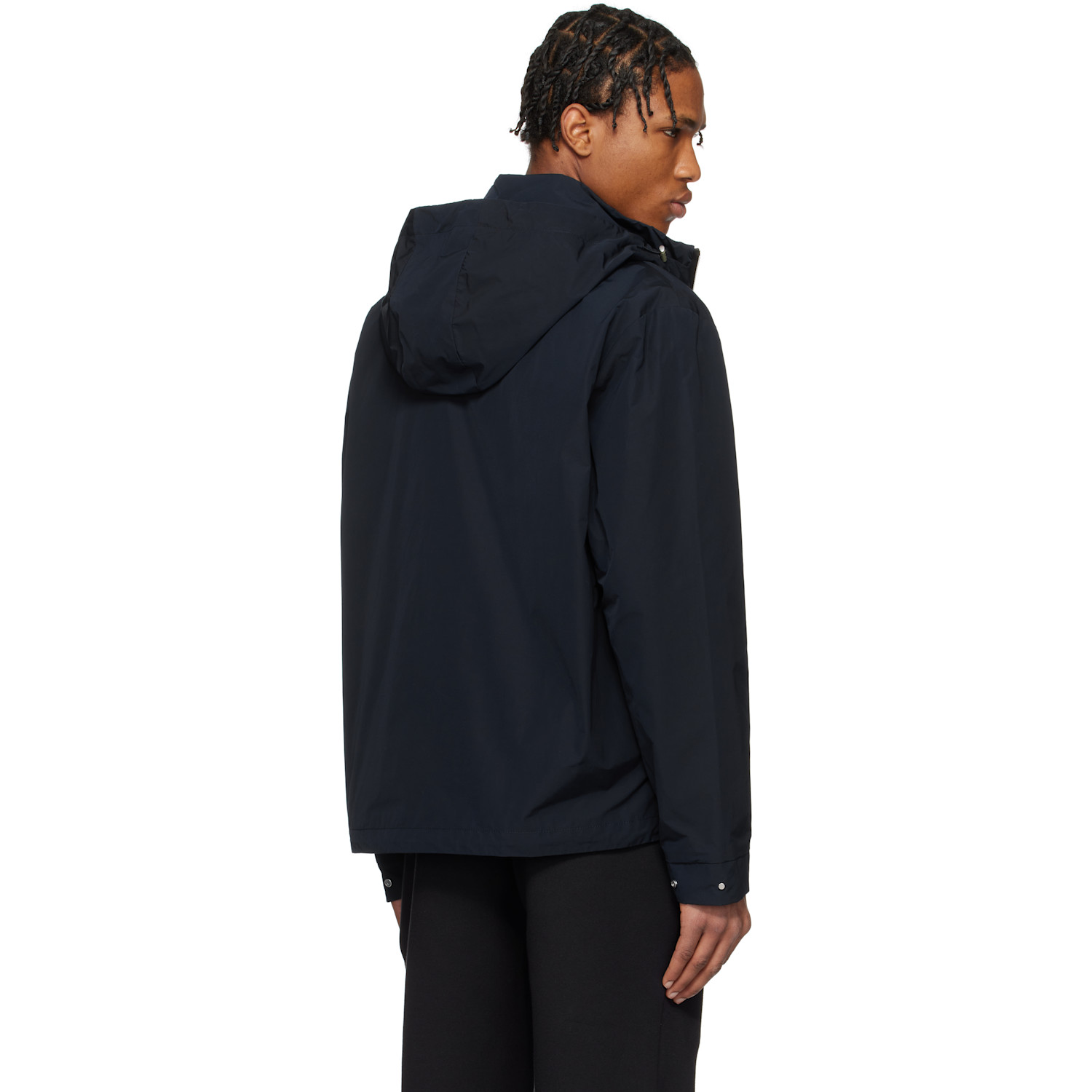  Moncler Navy Lacha Hooded Windbreaker Jacket 