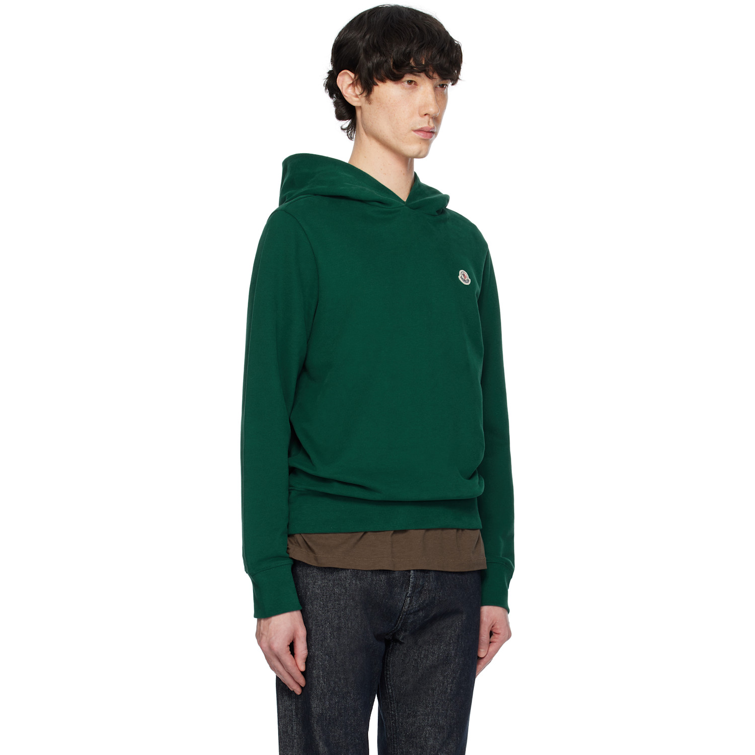  Moncler Green Logo Patch Cotton Hoodie 