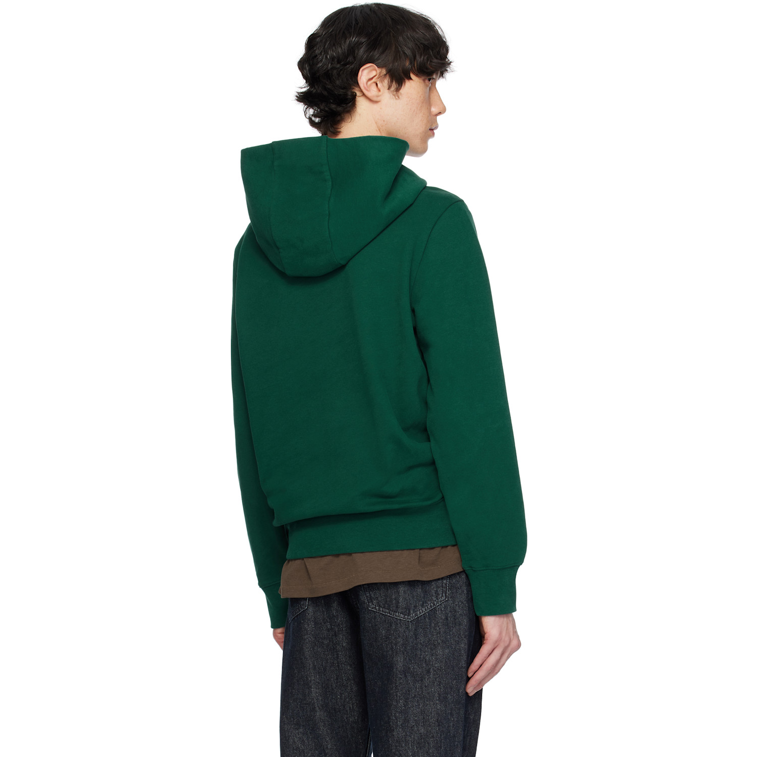  Moncler Green Logo Patch Cotton Hoodie 