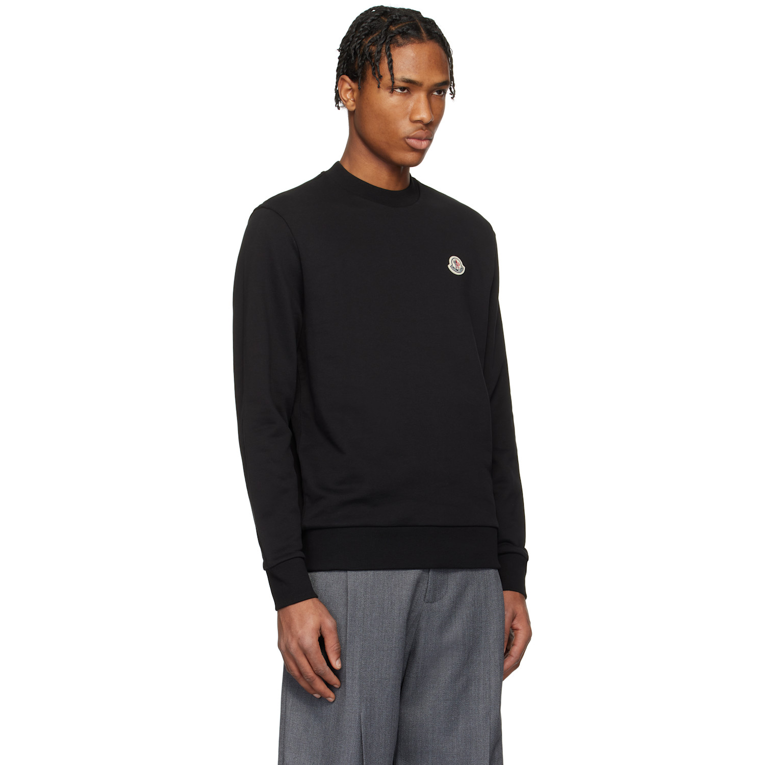  Moncler Black Logo Patch Cotton Sweatshirt 