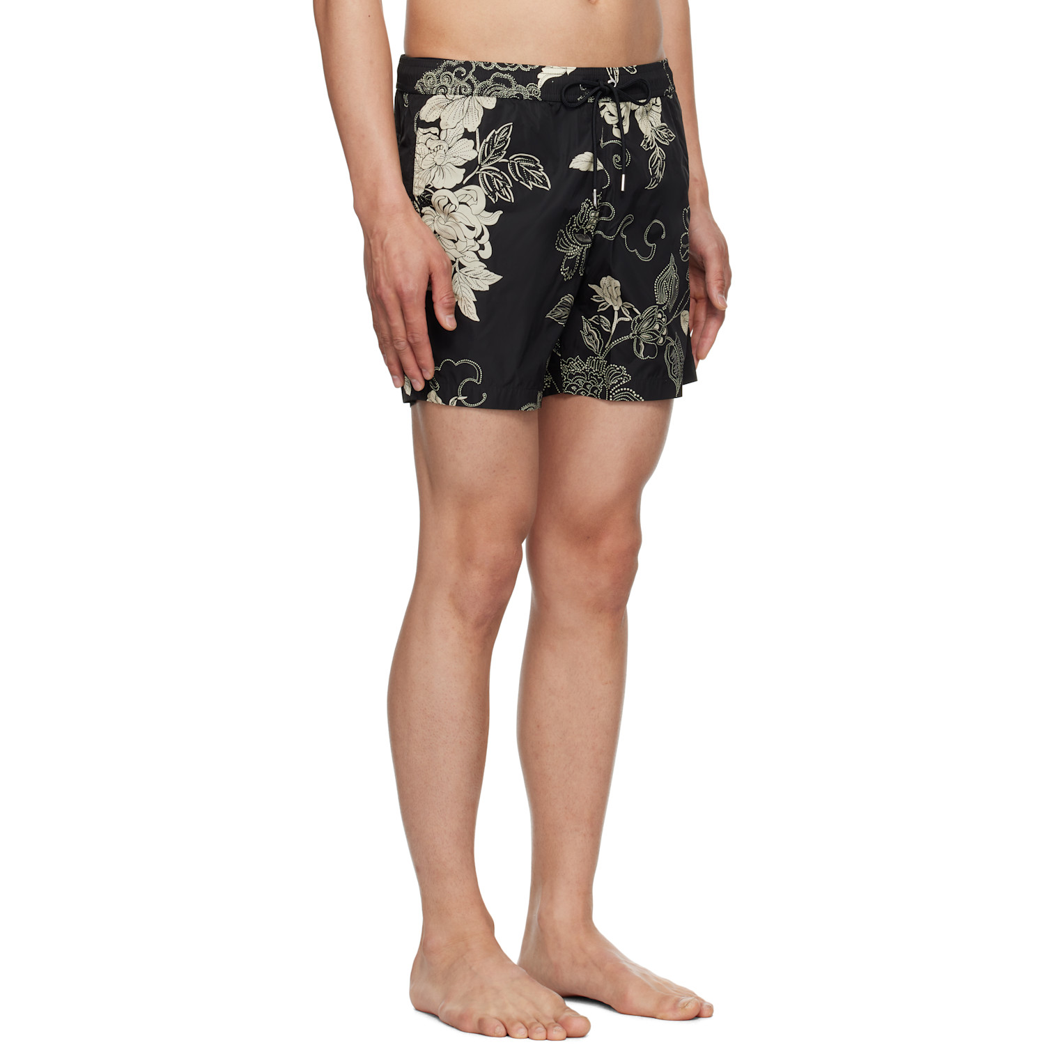  Moncler Black Floral Print Swim Shorts 