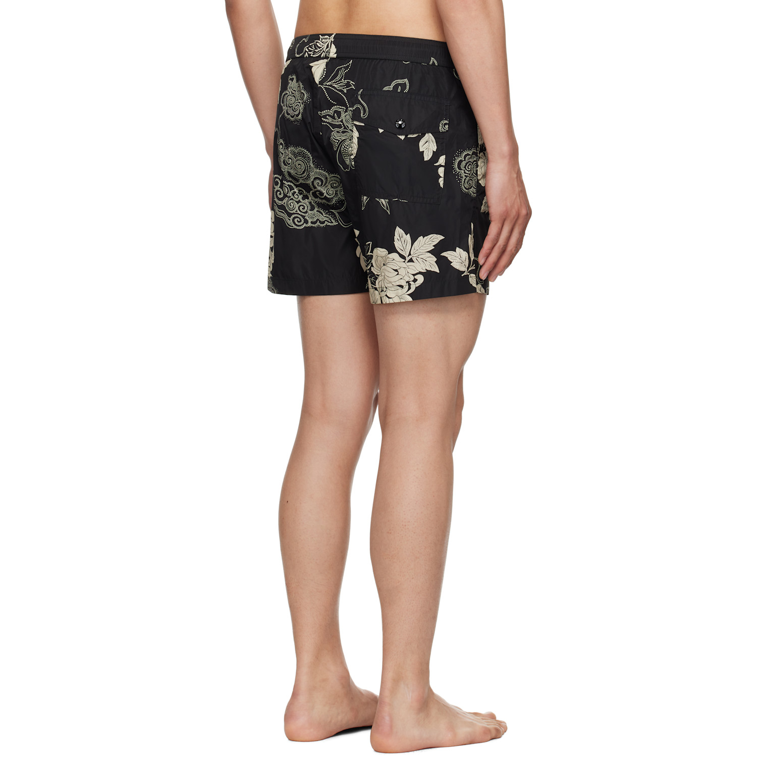  Moncler Black Floral Print Swim Shorts 