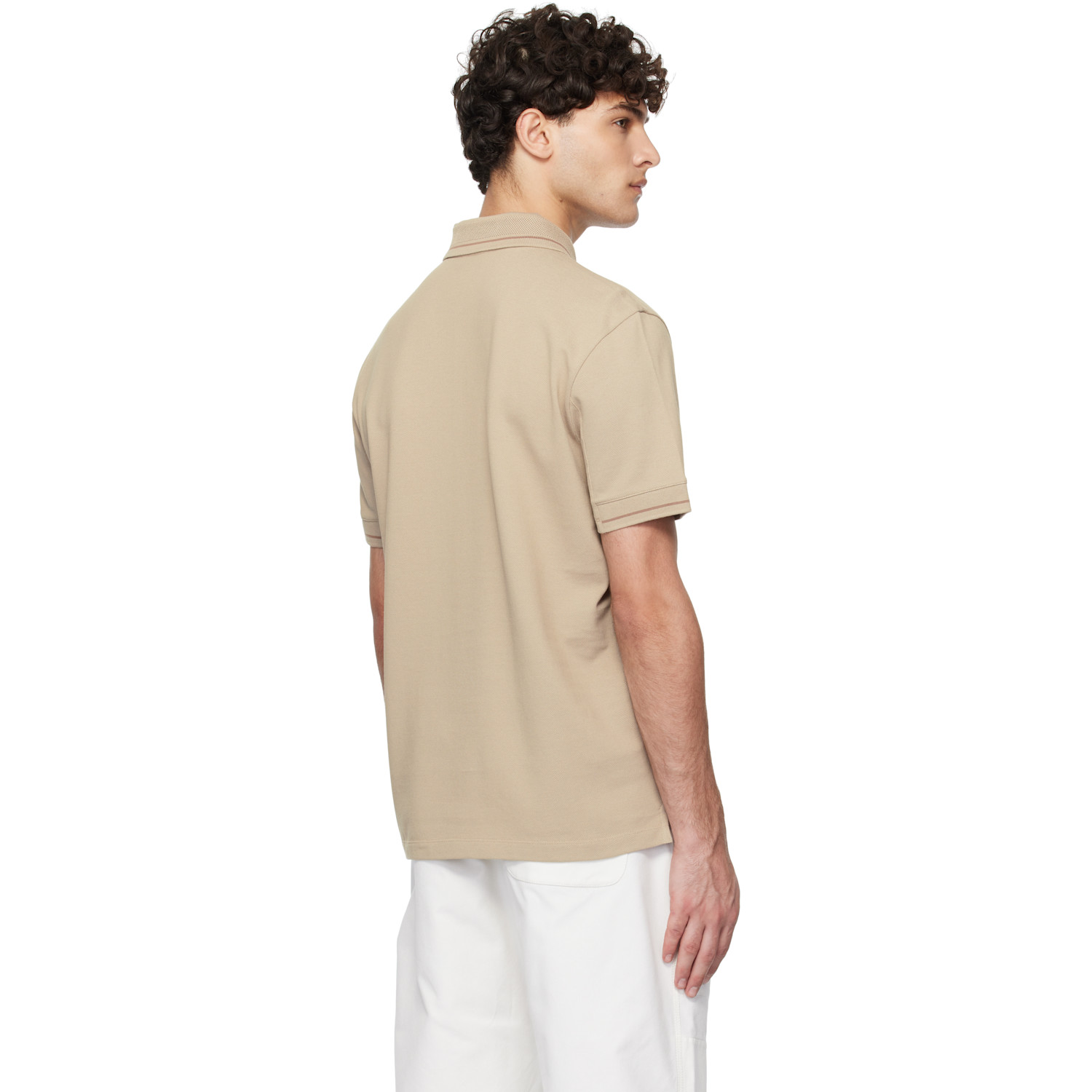 Moncler Beige Logo Patch Cotton Polo 