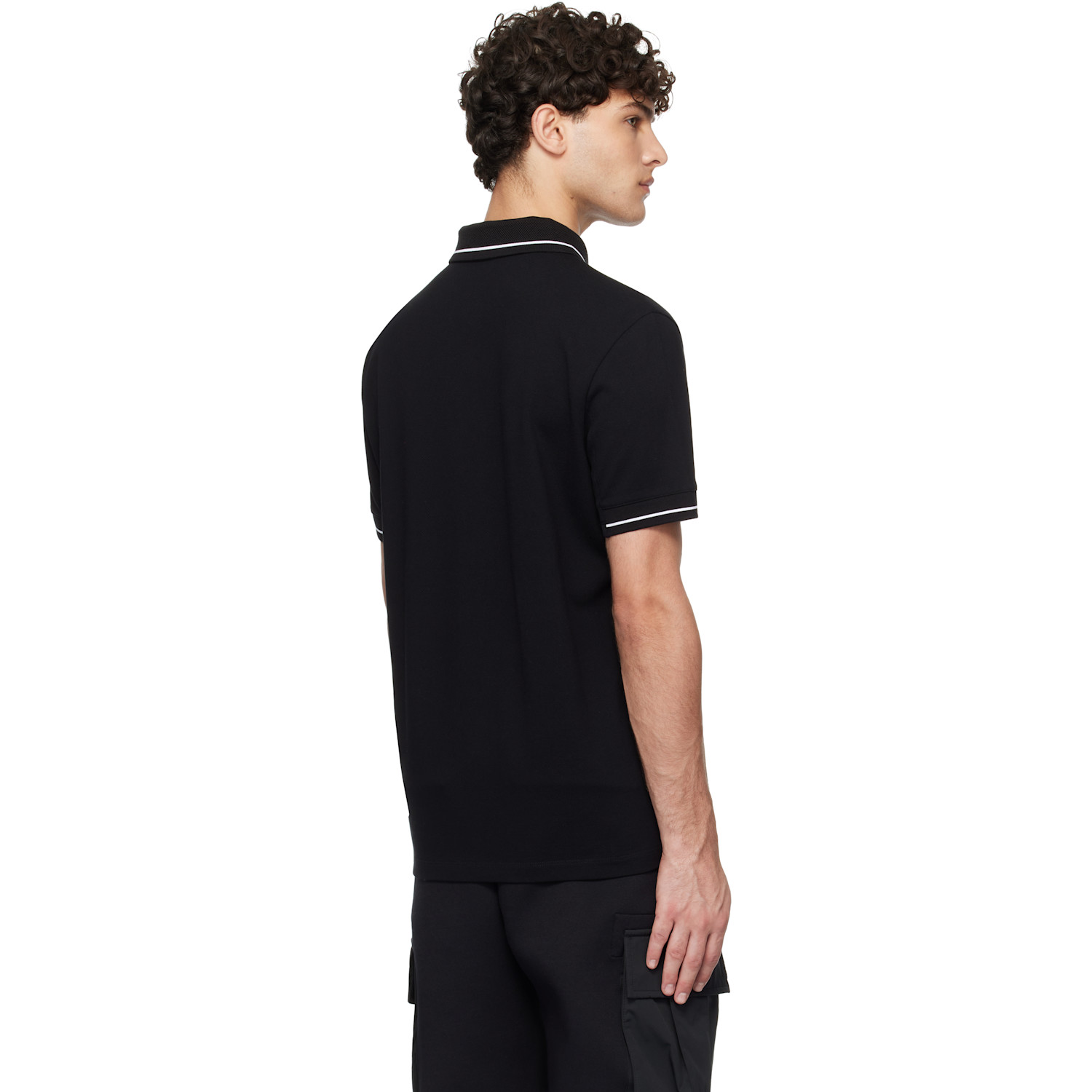  Moncler Black Logo Patch Cotton Polo 