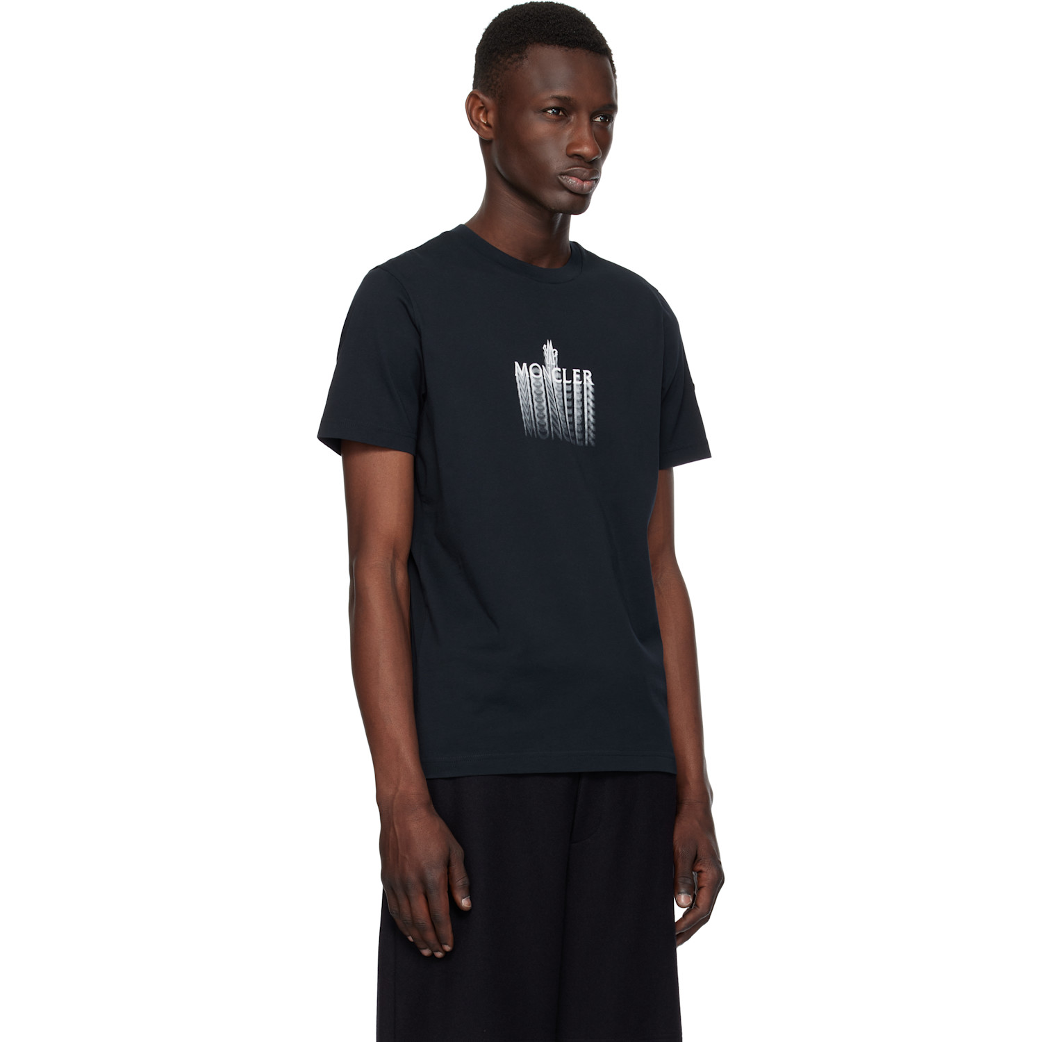  Moncler Navy Faded Logo Cotton T-shirt 