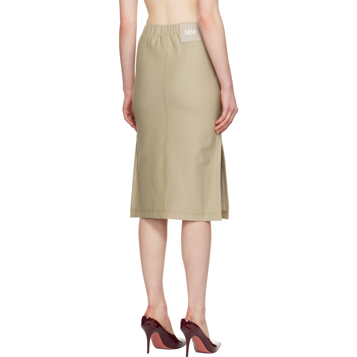  Mm By Max Mara Beige Otto Midi Skirt 