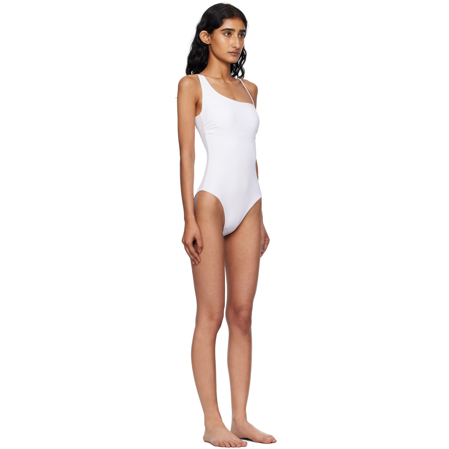  Max Mara White Jersey One-shoulder Swimsuit 