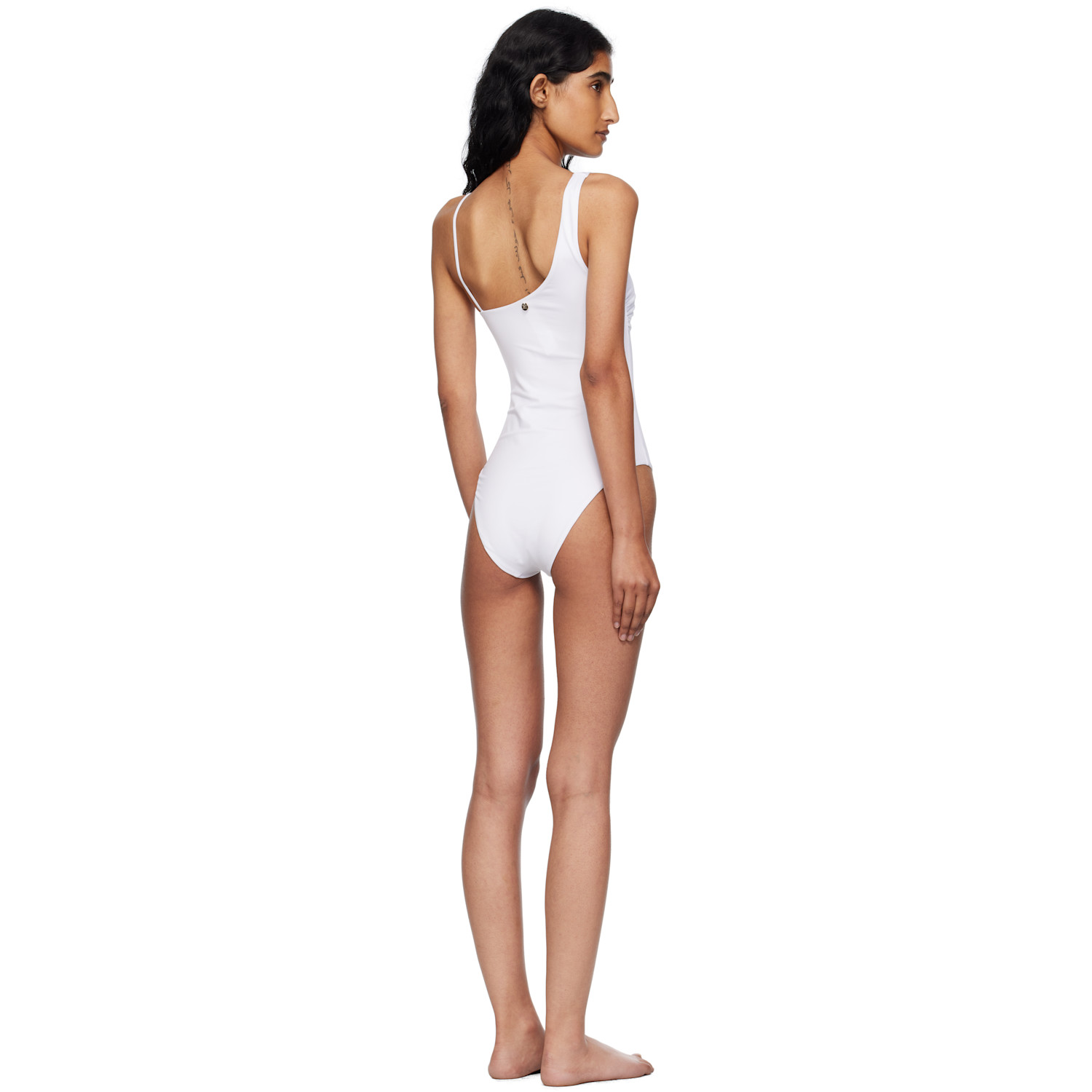  Max Mara White Jersey One-shoulder Swimsuit 