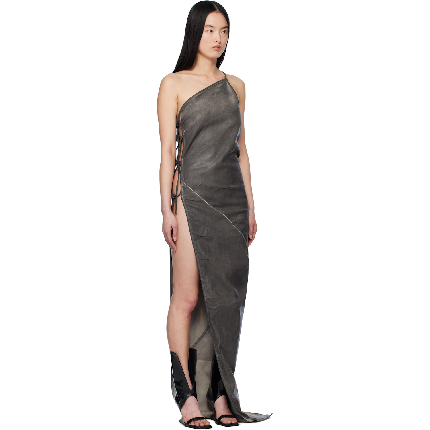  Rick Owens Drkshdw Gray Overdyed Taco Maxi Dress 
