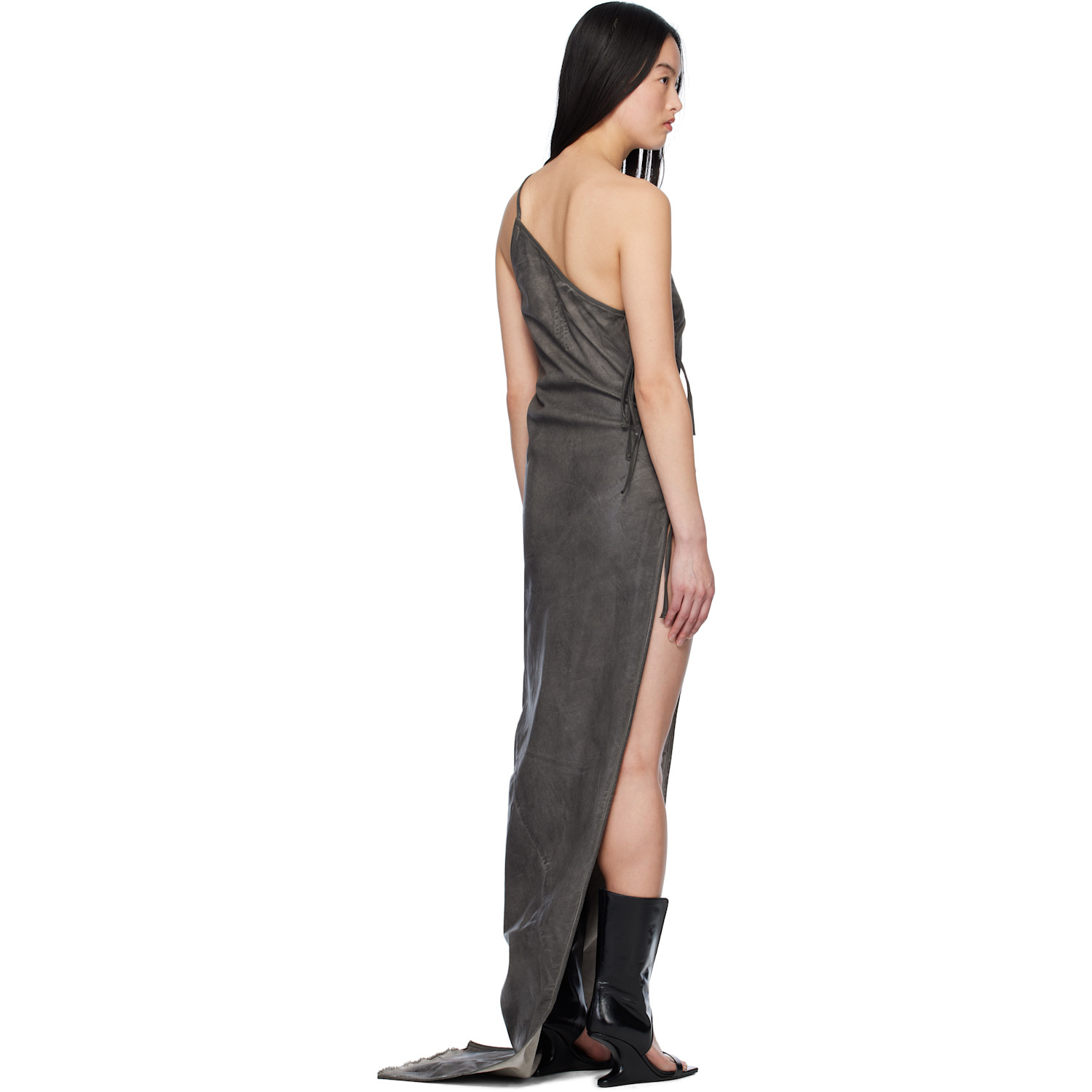  Rick Owens Drkshdw Gray Overdyed Taco Maxi Dress 