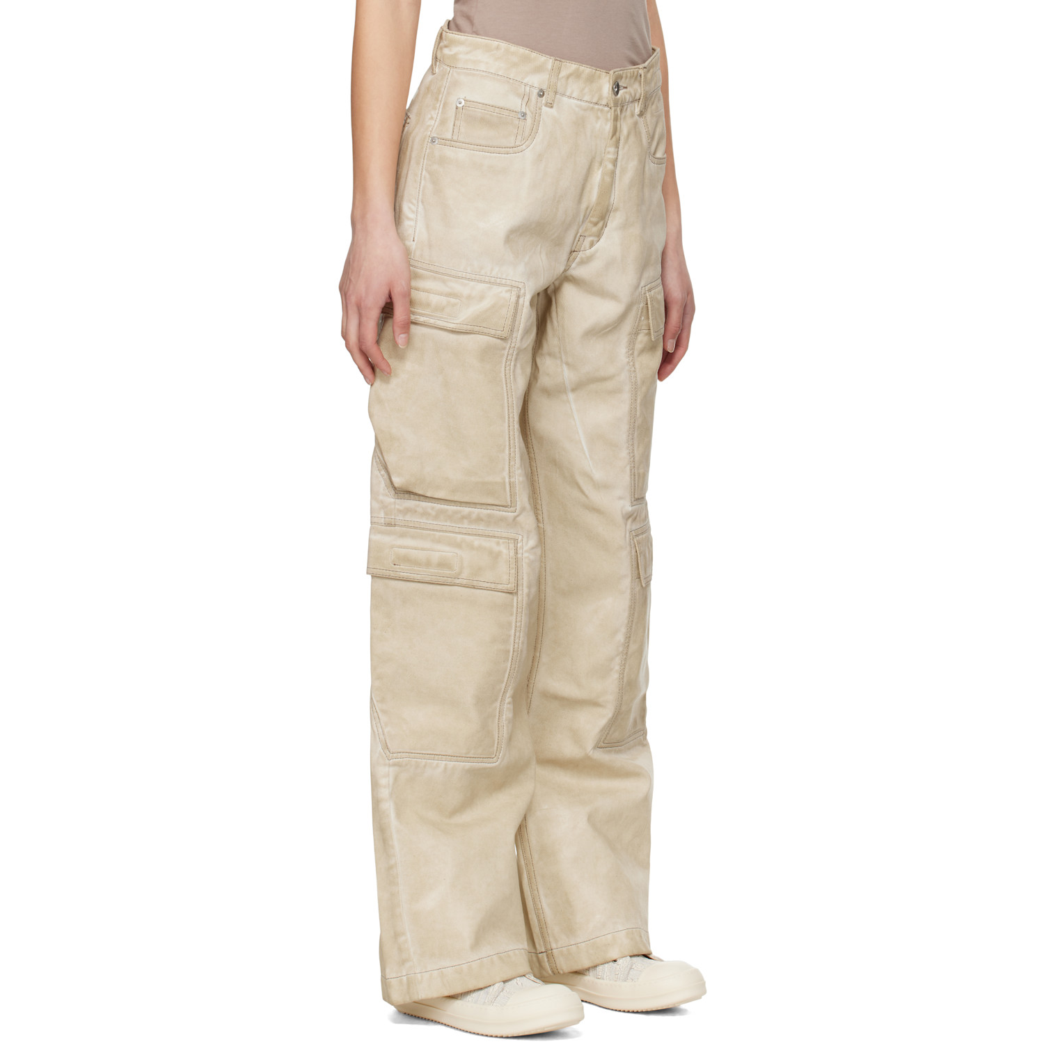  Rick Owens Drkshdw Beige Hollywood Double Cargo Jeans 