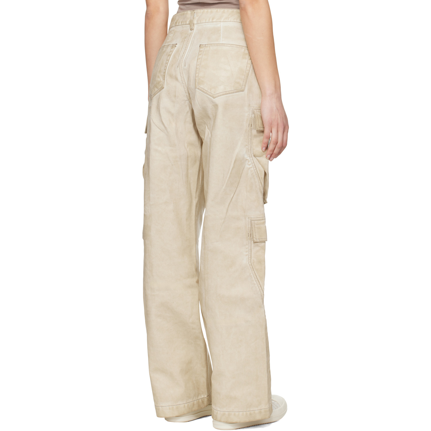  Rick Owens Drkshdw Beige Hollywood Double Cargo Jeans 