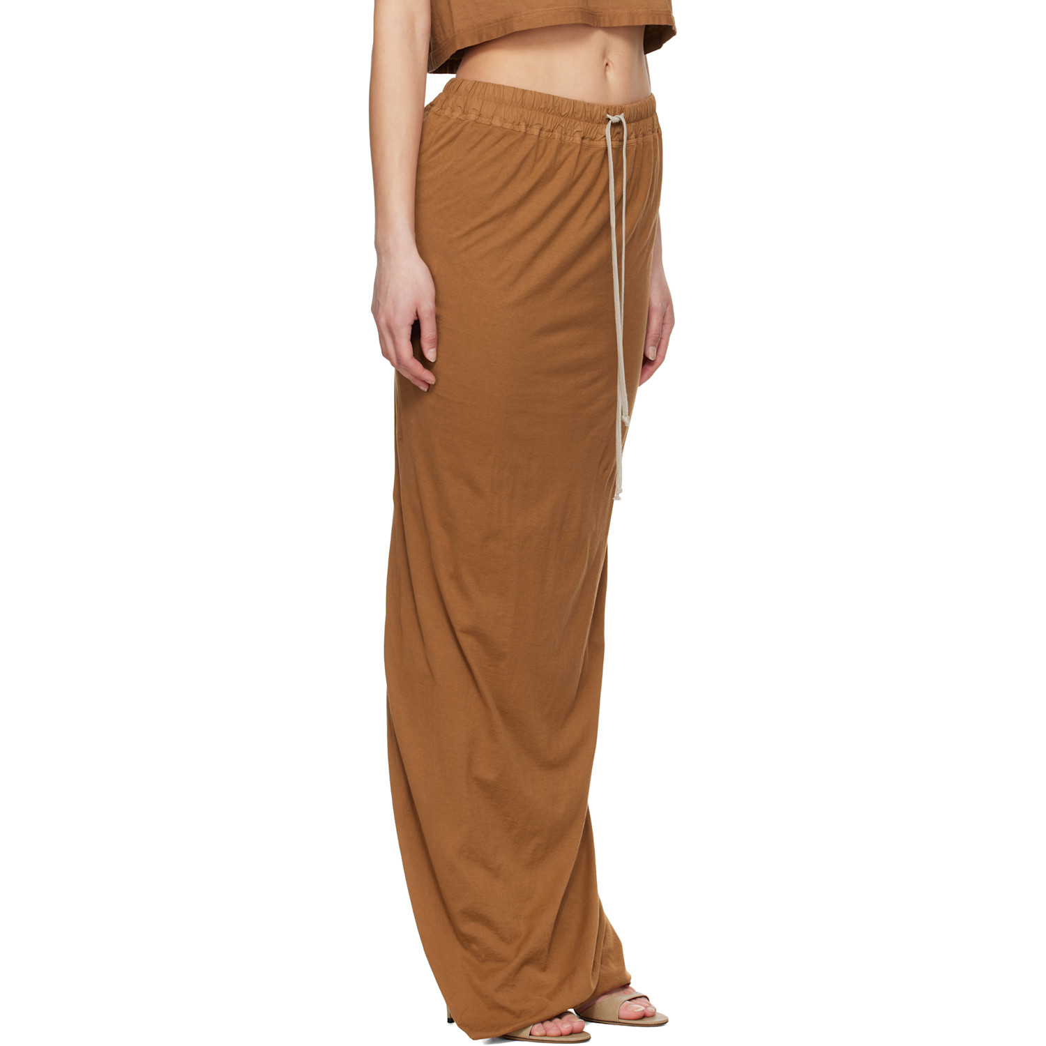  Rick Owens Drkshdw Orange Hollywood Pull On Pillar Maxi Skirt 