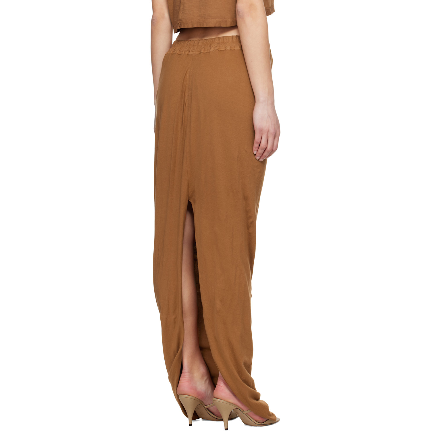  Rick Owens Drkshdw Orange Hollywood Pull On Pillar Maxi Skirt 