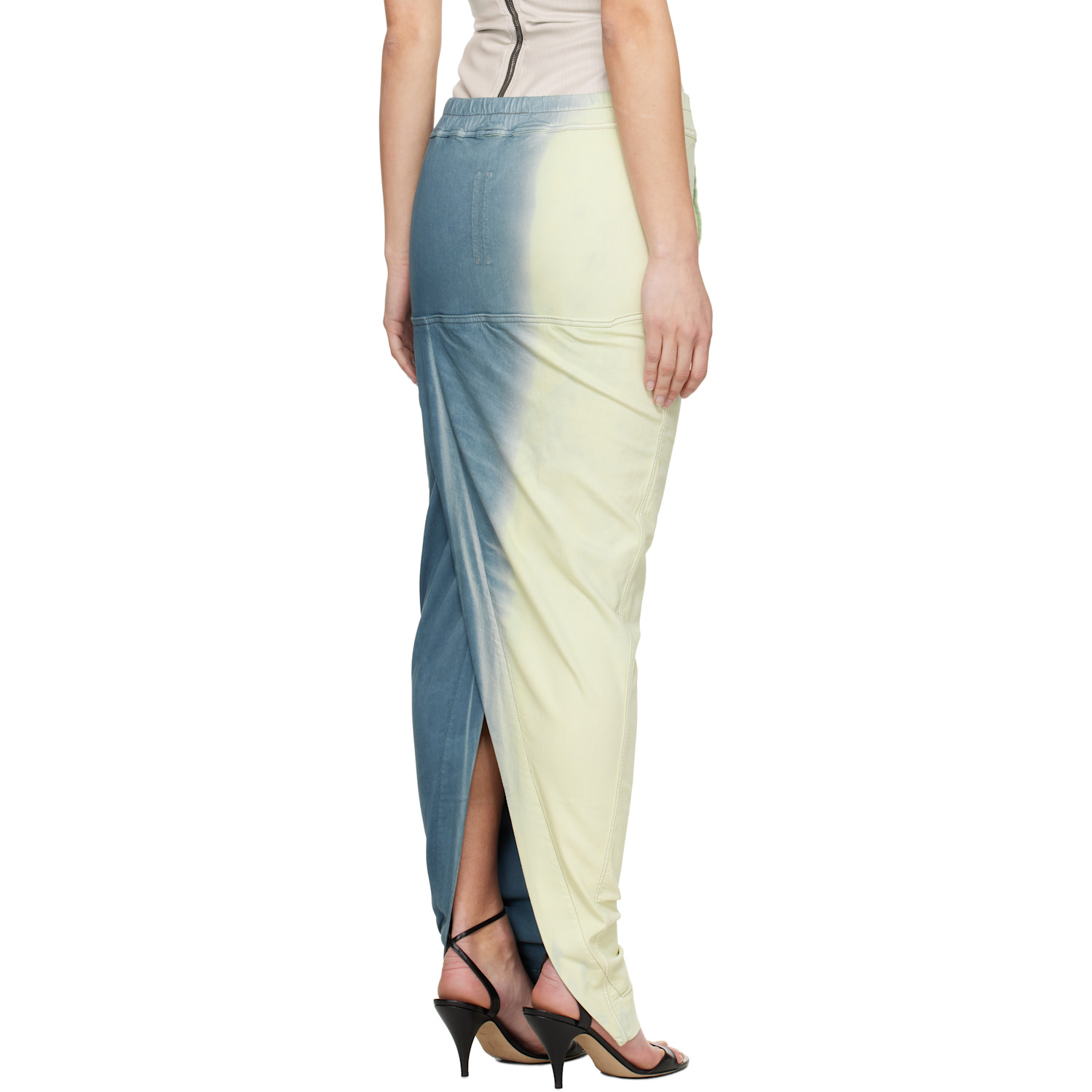  Rick Owens Drkshdw Blue & Off-white Pull On Pillar Maxi Skirt 