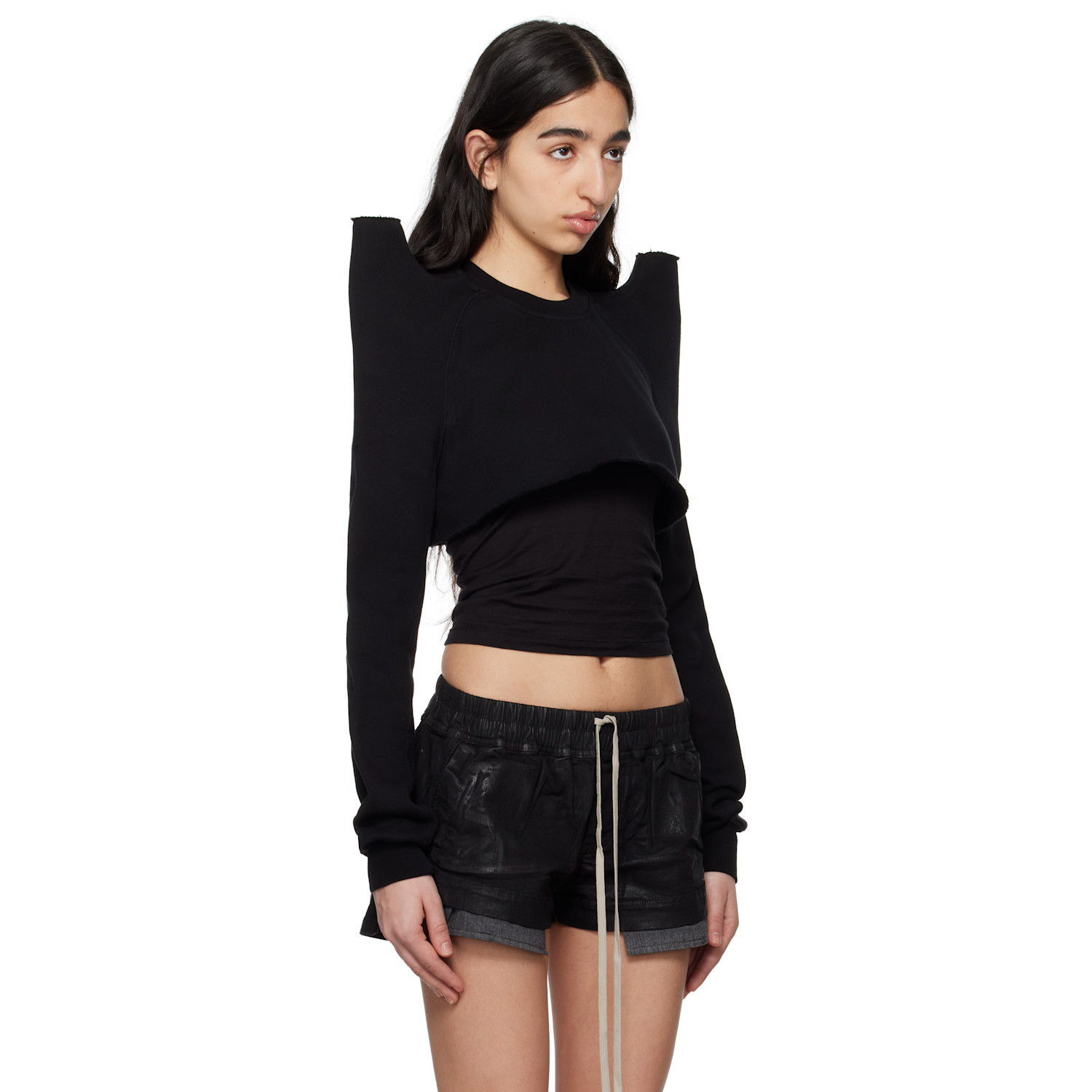  Rick Owens Drkshdw Black Hollywood Cropped Tecsweat Sweatshirt 