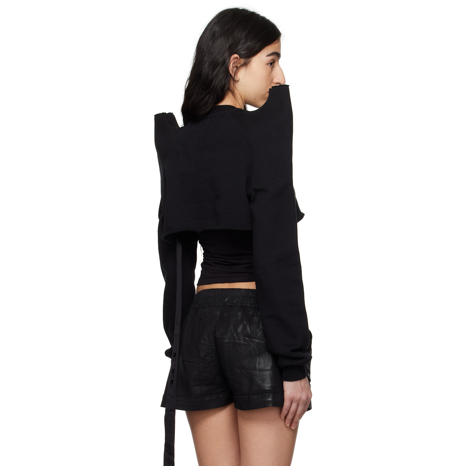 Rick Owens Drkshdw Black Hollywood Cropped Tecsweat Sweatshirt 