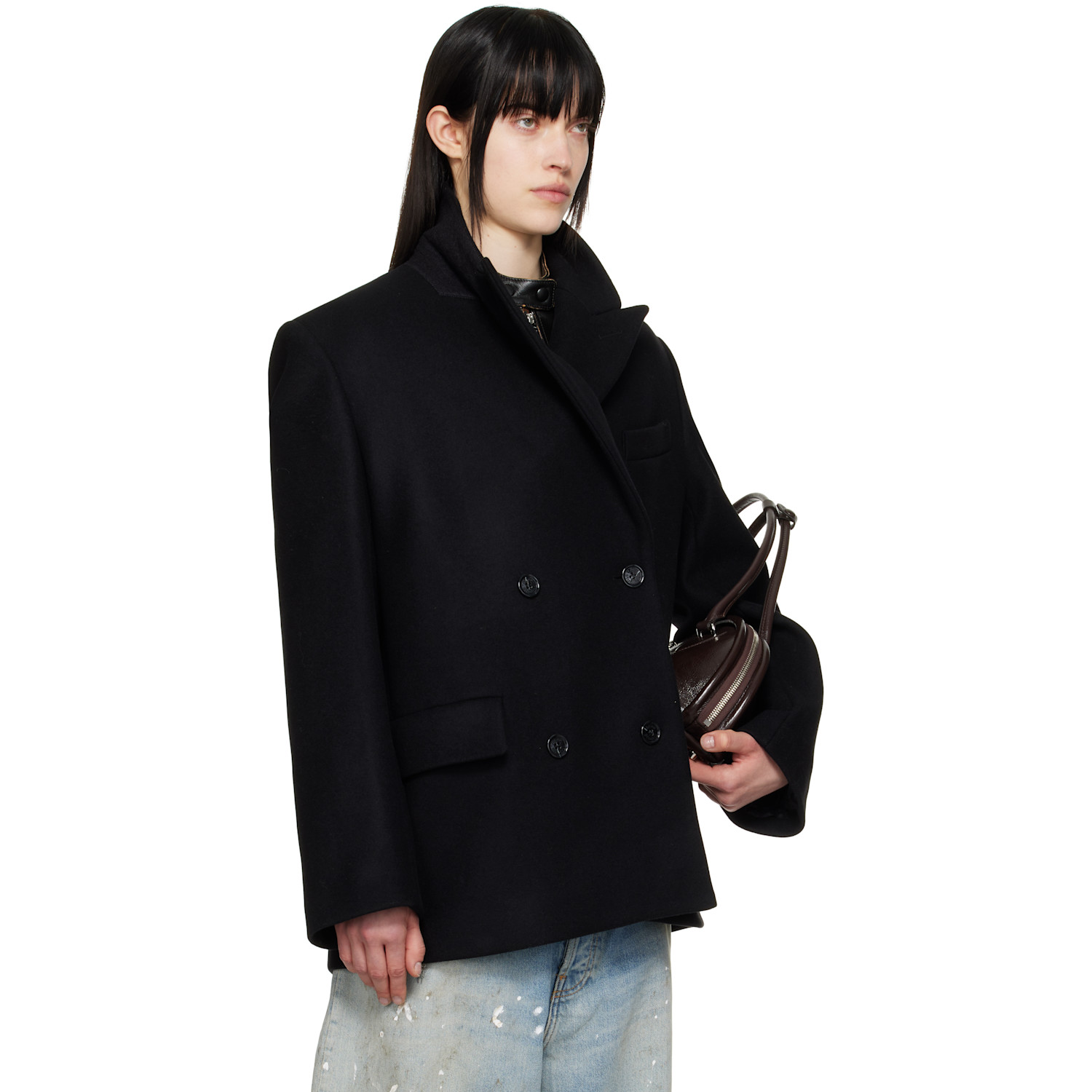  Acne Studios Black Double-breasted Wool Coat 