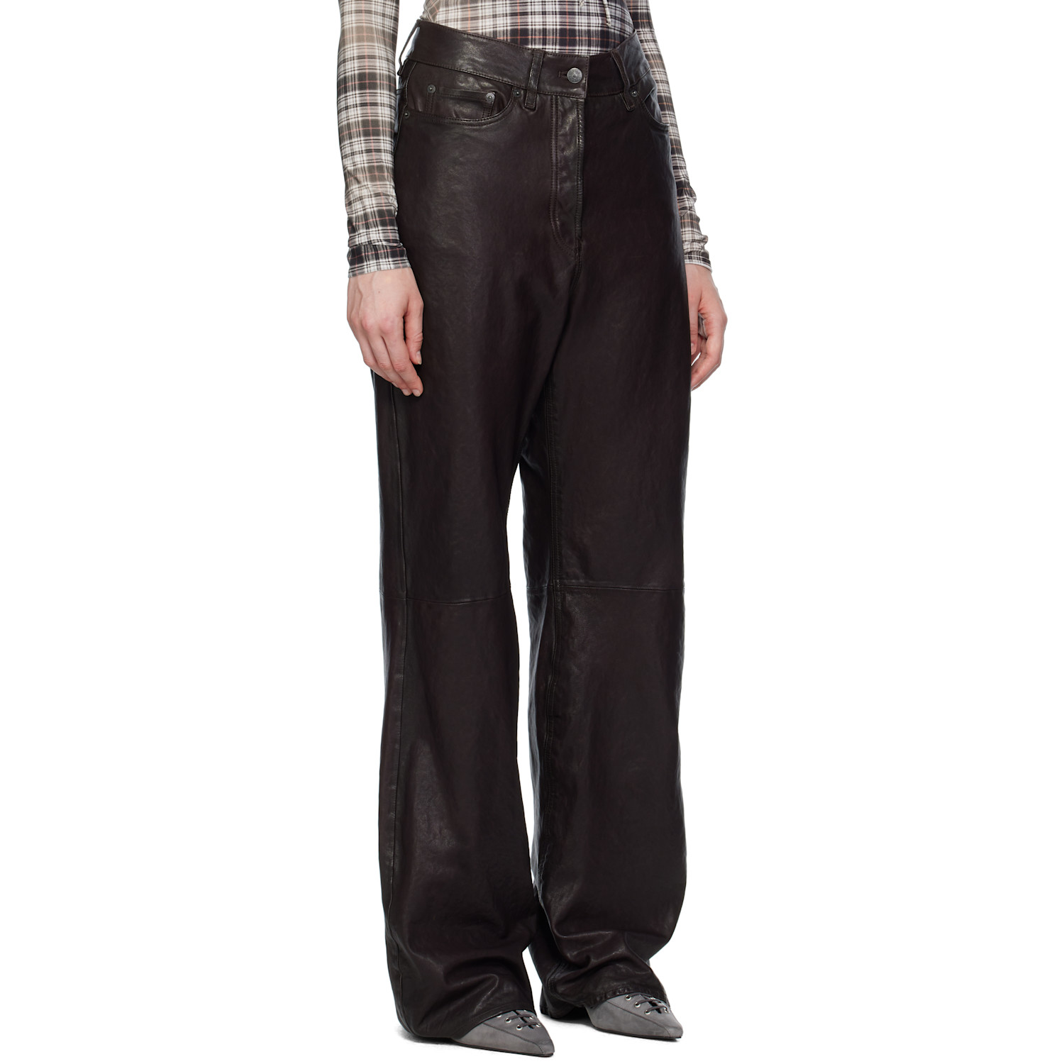  Acne Studios Brown Paneled Leather Pants 