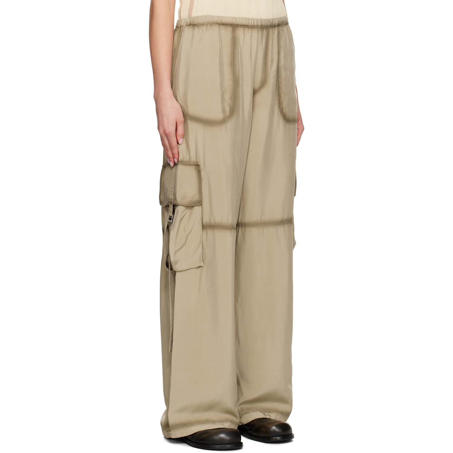  Acne Studios Taupe Satin Cargo Pants 