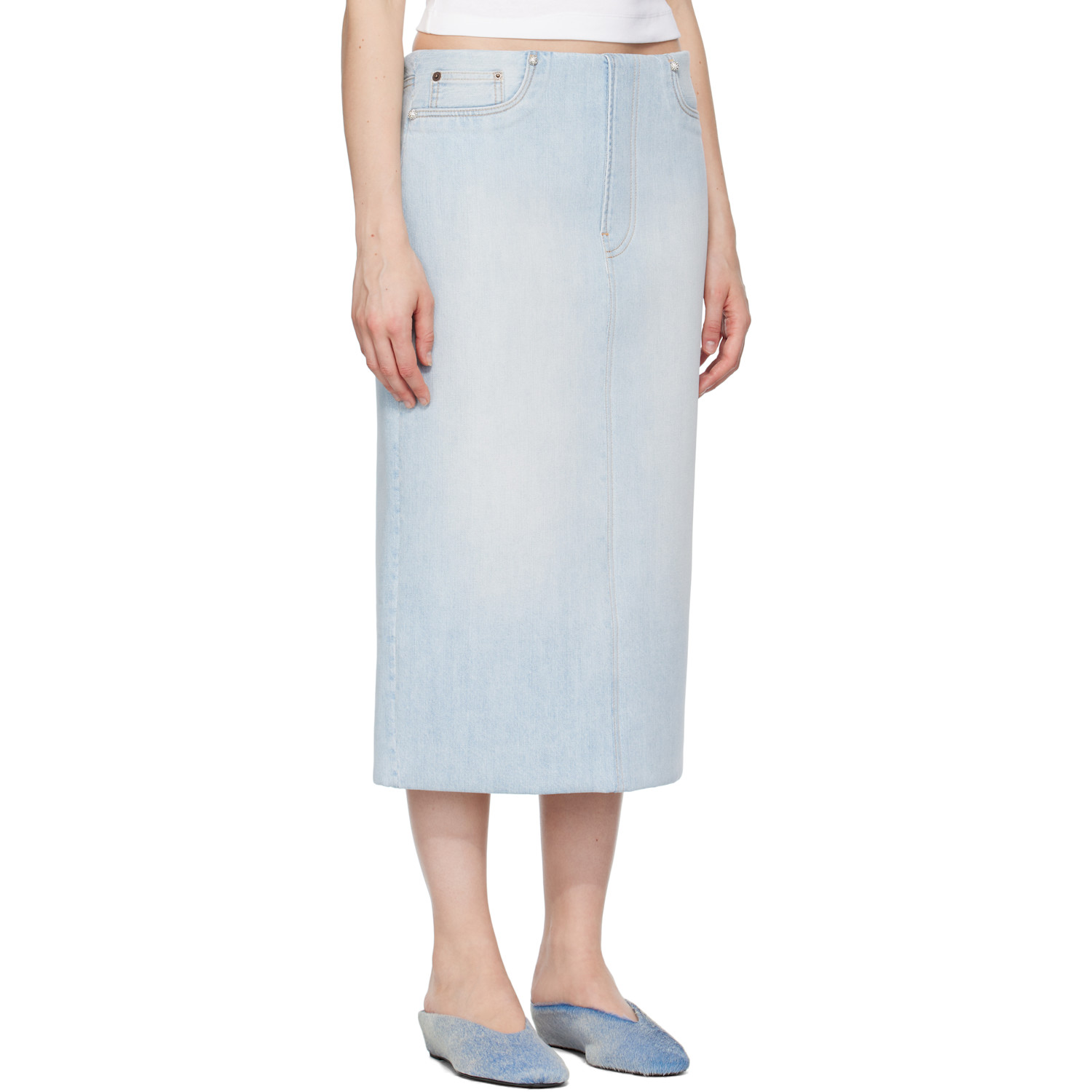  Acne Studios Blue Padded Denim Midi Skirt 