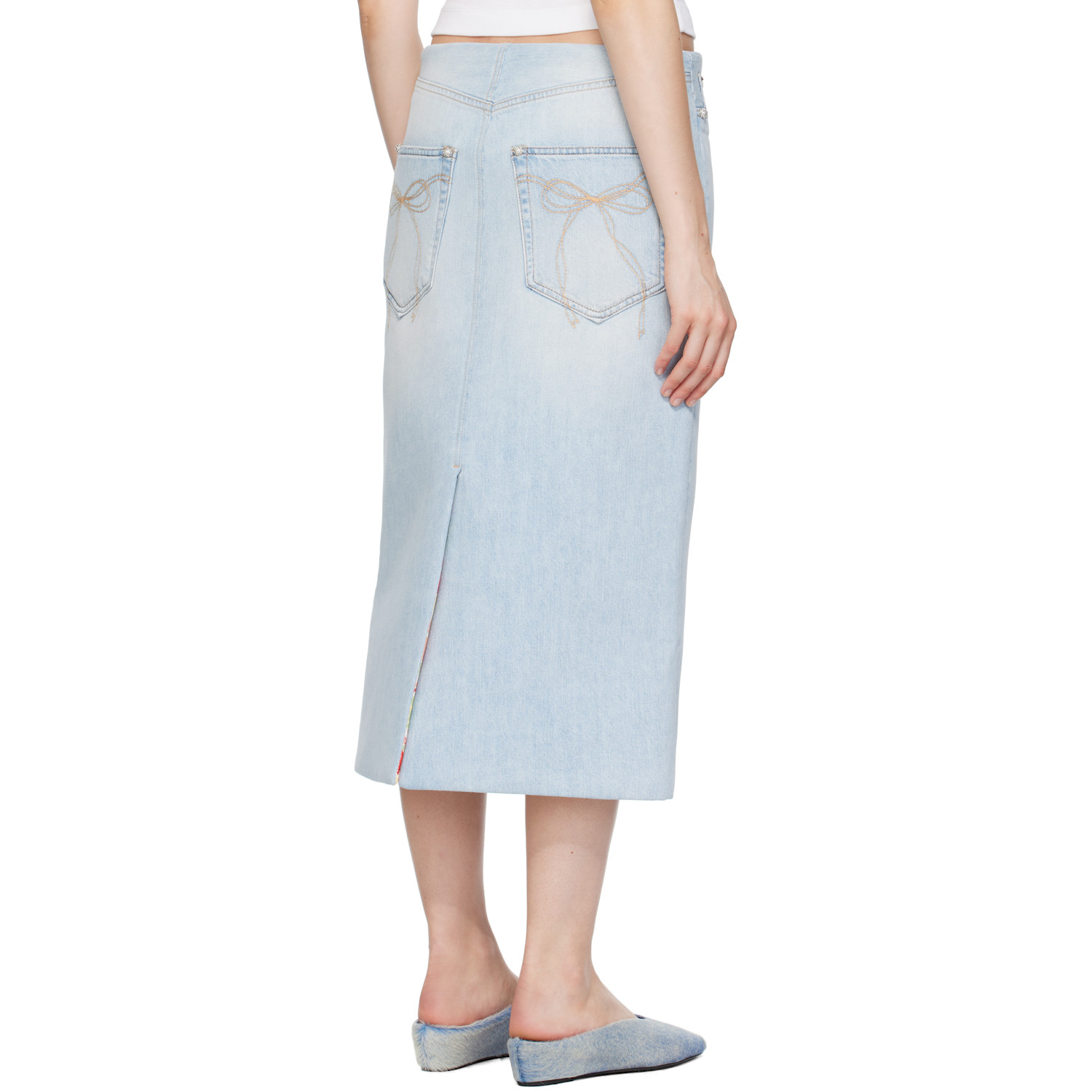 Acne Studios Blue Padded Denim Midi Skirt 