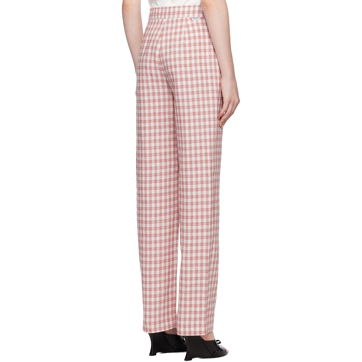  Moschino Jeans Red Viscose-linen Check Trousers 