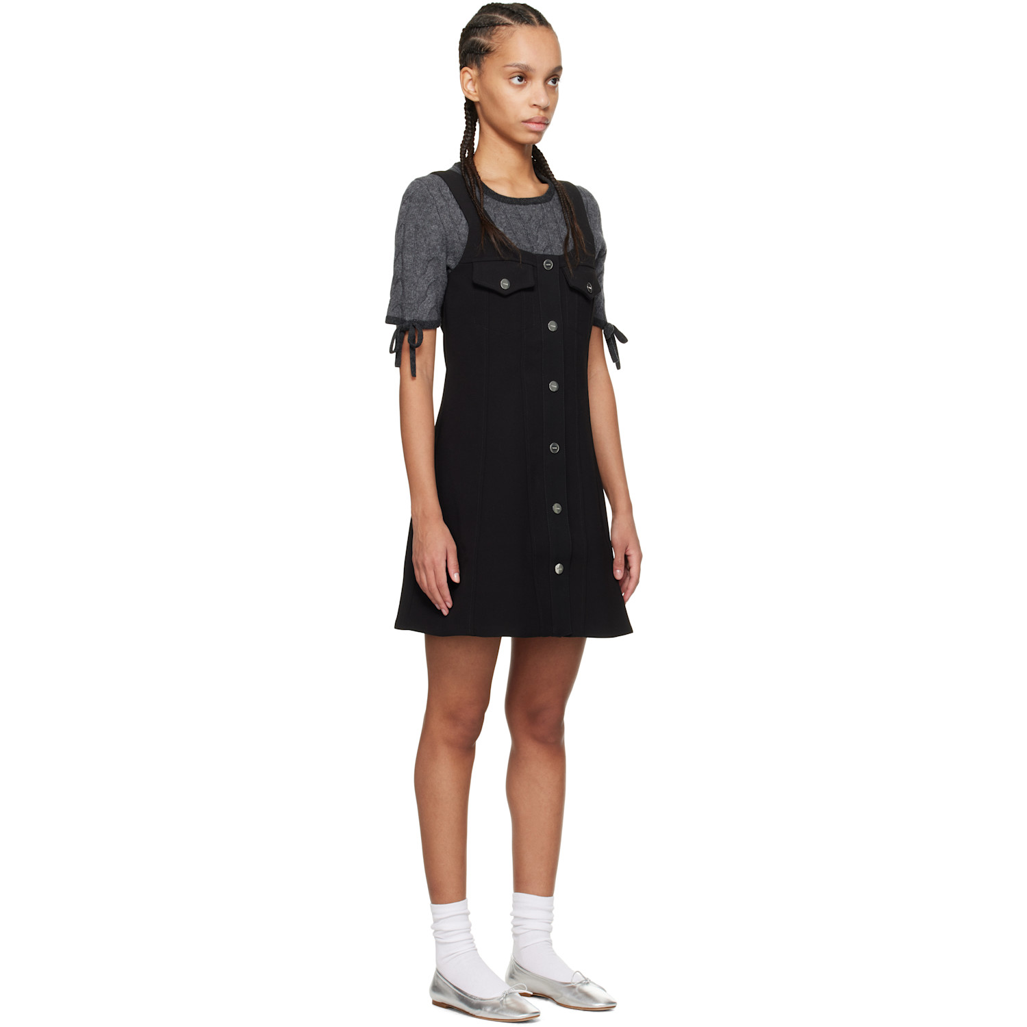  Ganni Black Bonded Crepe Minidress 