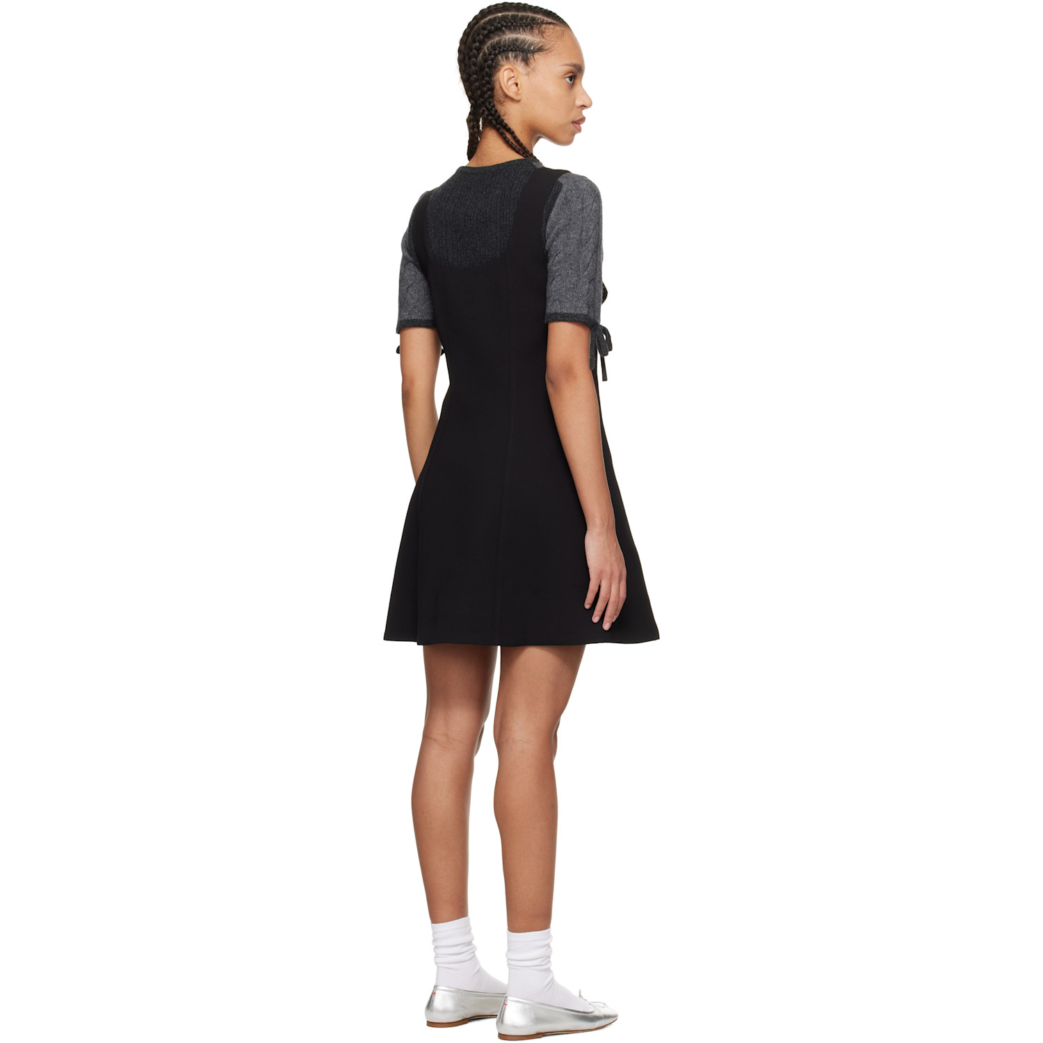  Ganni Black Bonded Crepe Minidress 