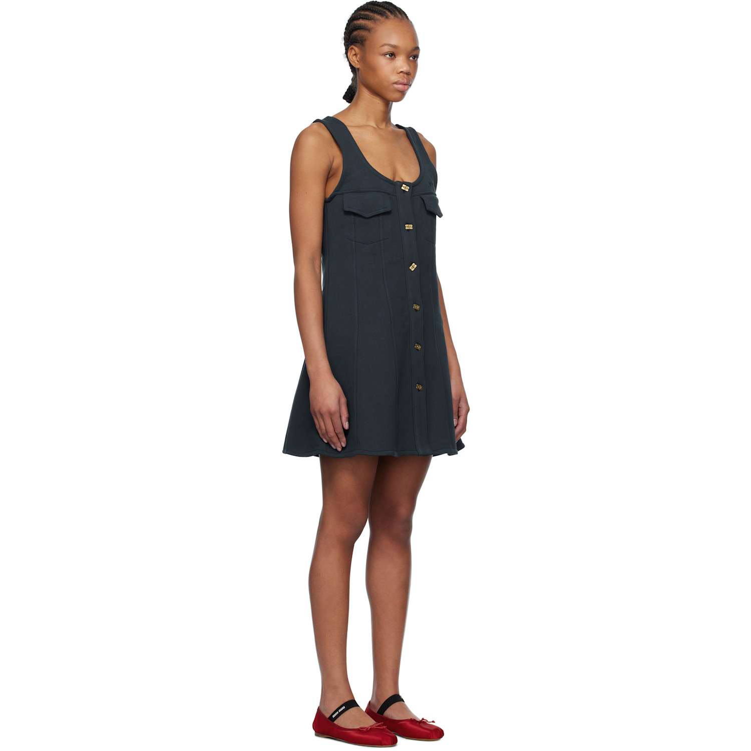  Ganni Navy Heavy Fleece Minidress 
