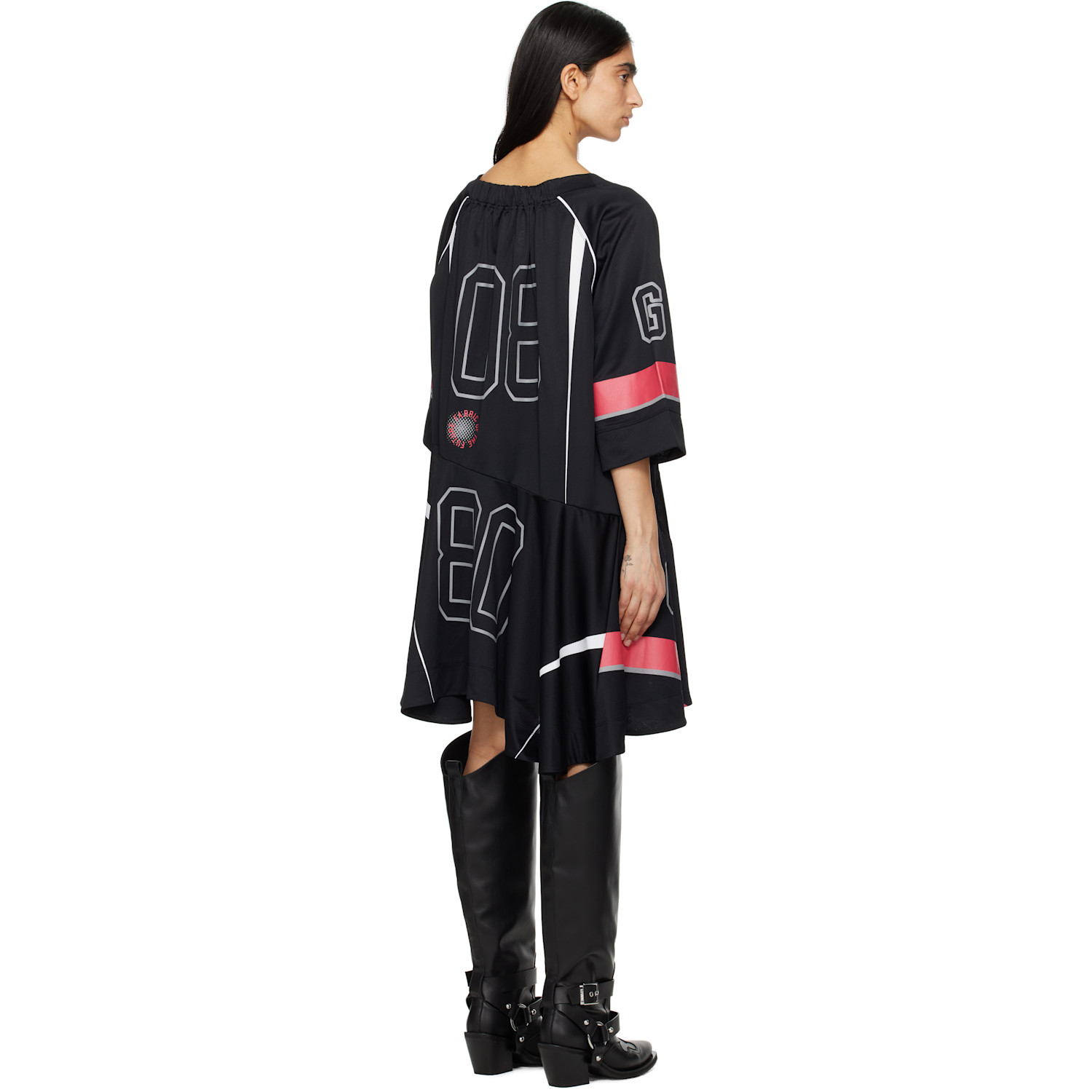  Ganni Black Future Mesh Oversized Minidress 