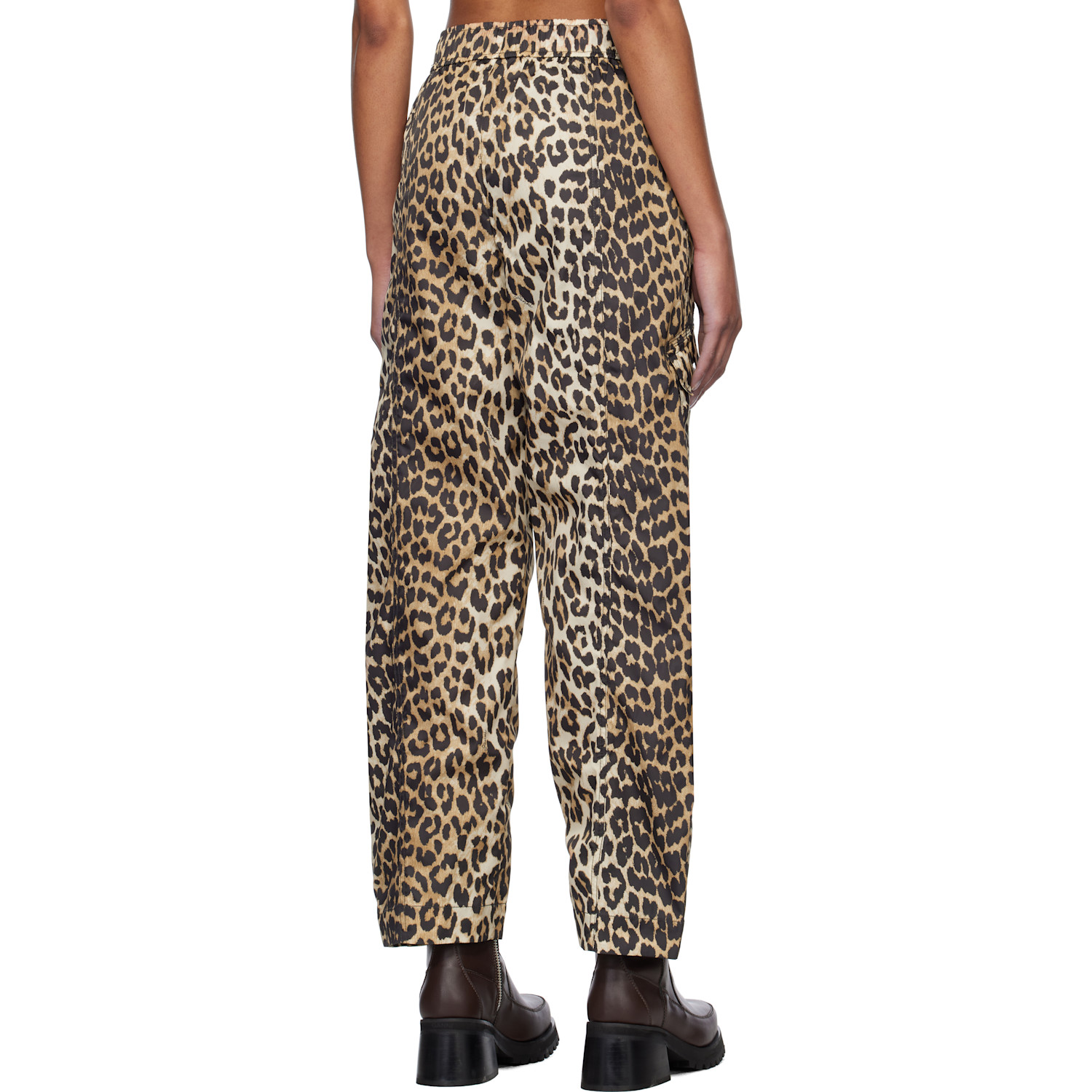  Ganni Black & Brown Duchesse Nylon Cargo Pants 
