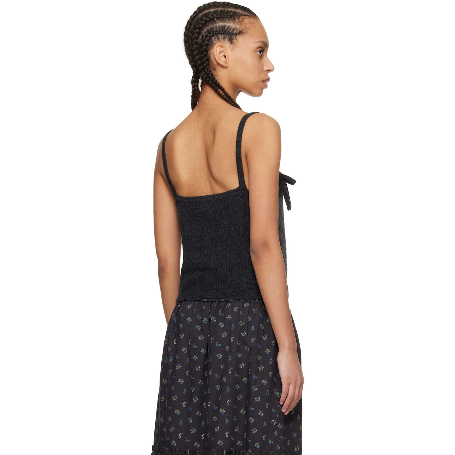  Ganni Gray Cashmere Mix Strap Tank Top 