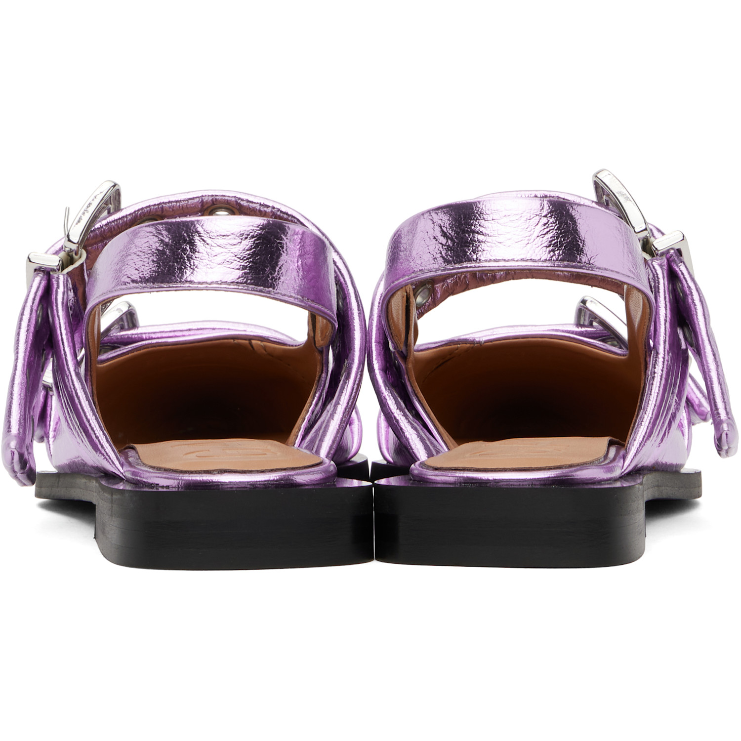  Ganni Purple Feminine Buckle Flats 