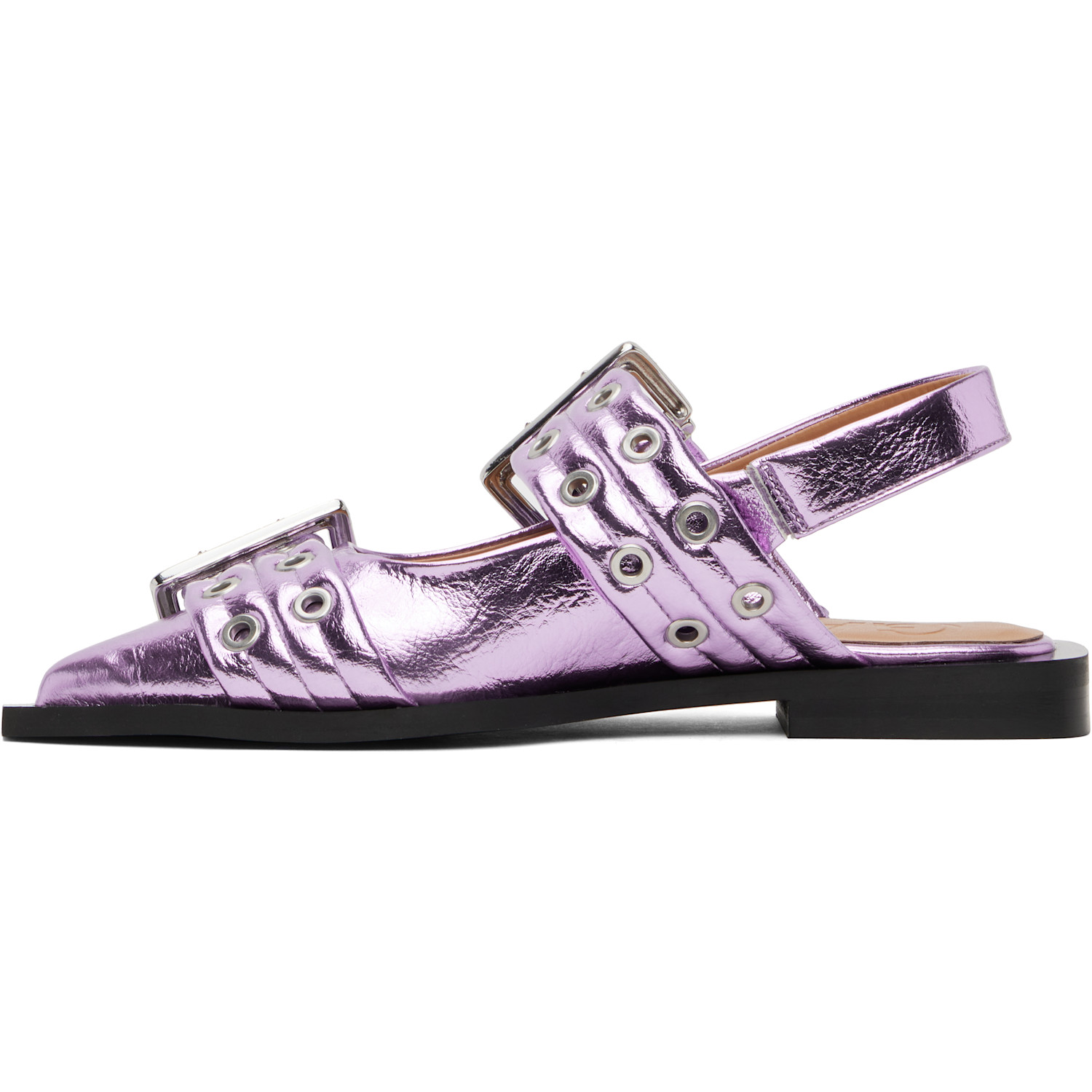  Ganni Purple Feminine Buckle Flats 