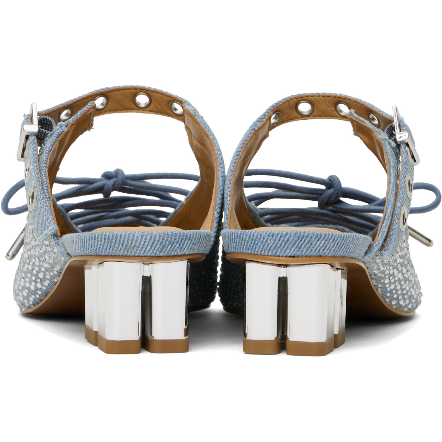  Ganni Blue Lace-up Denim Mules 