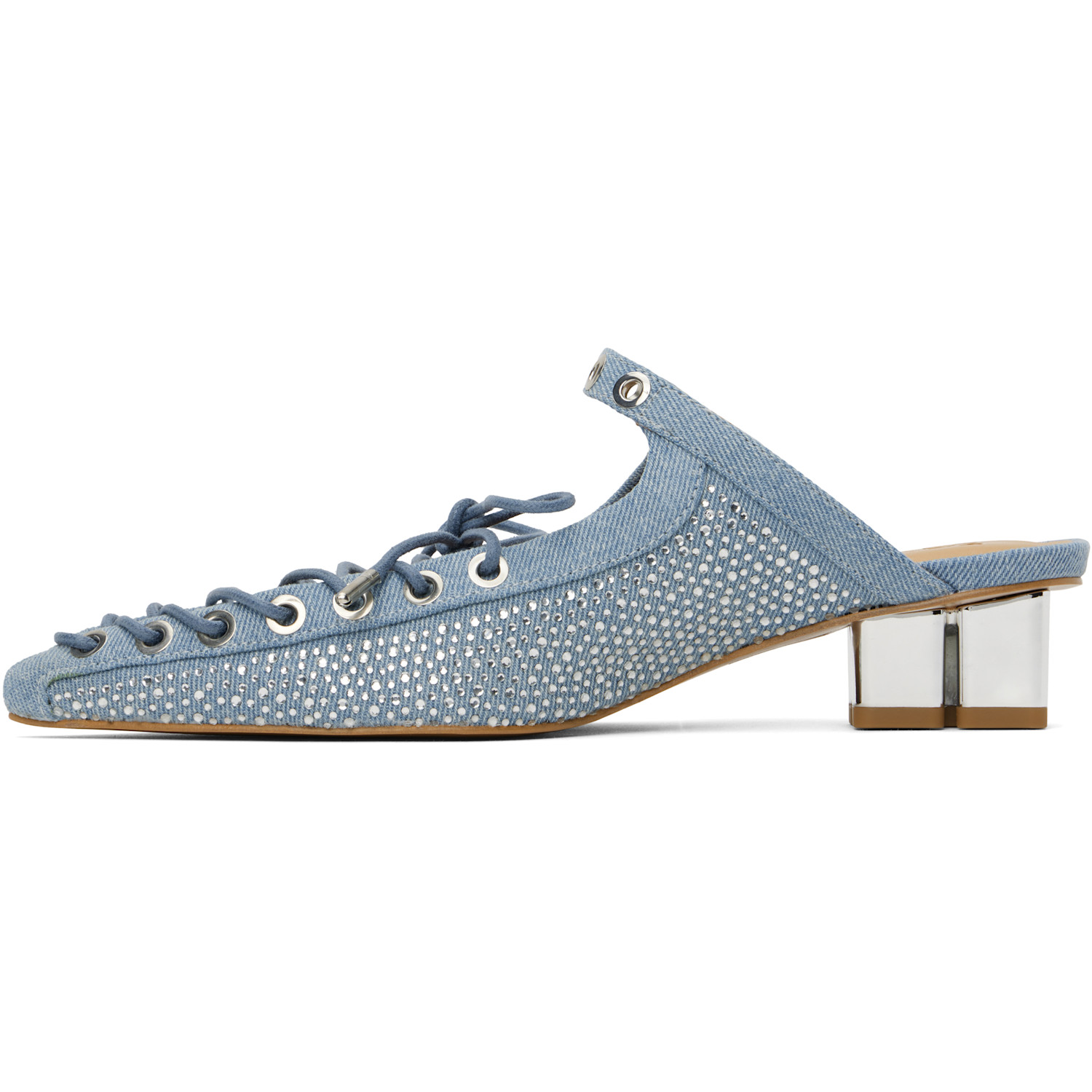  Ganni Blue Lace-up Denim Mules 