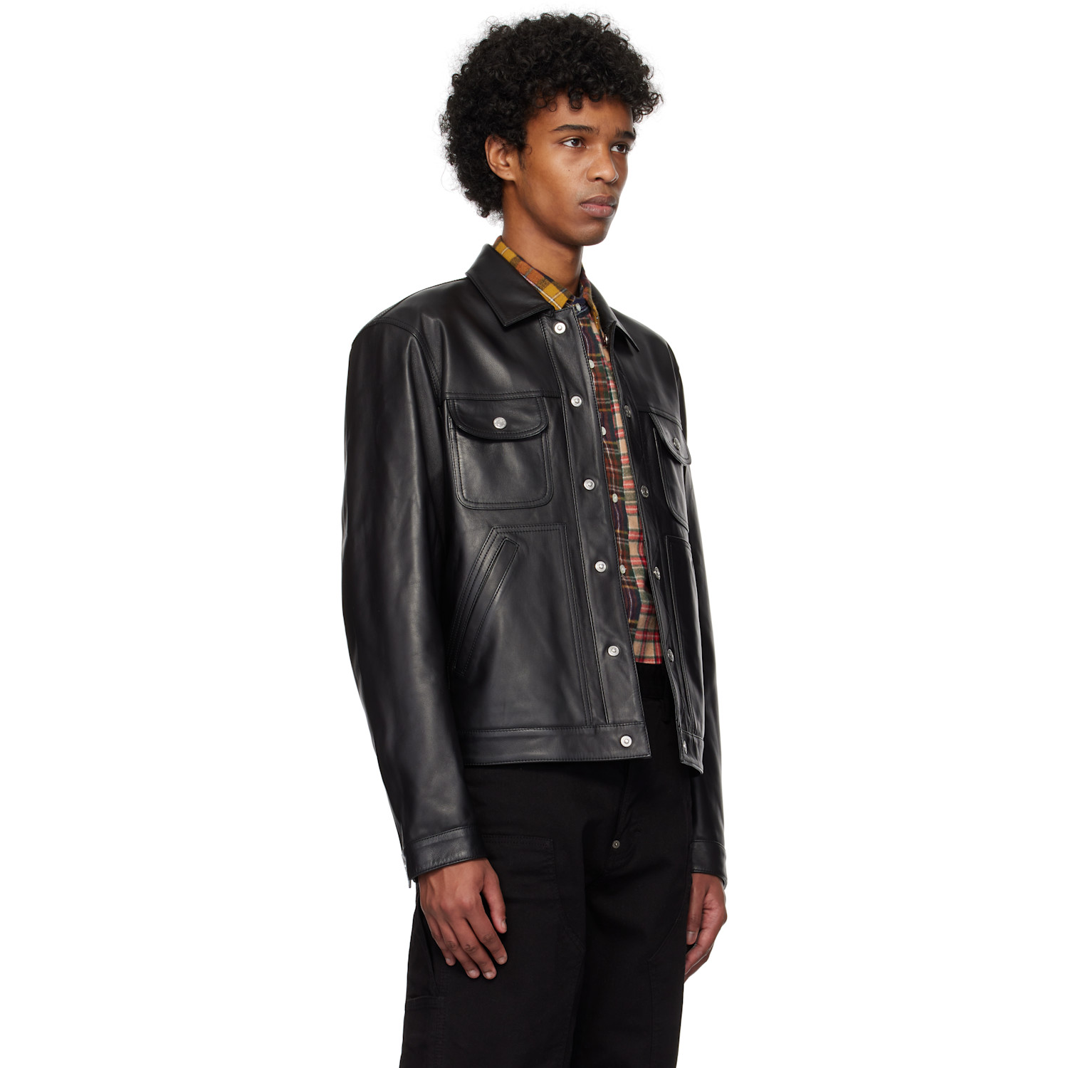  Dsquared2 Black Boxy Jean Leather Jacket 