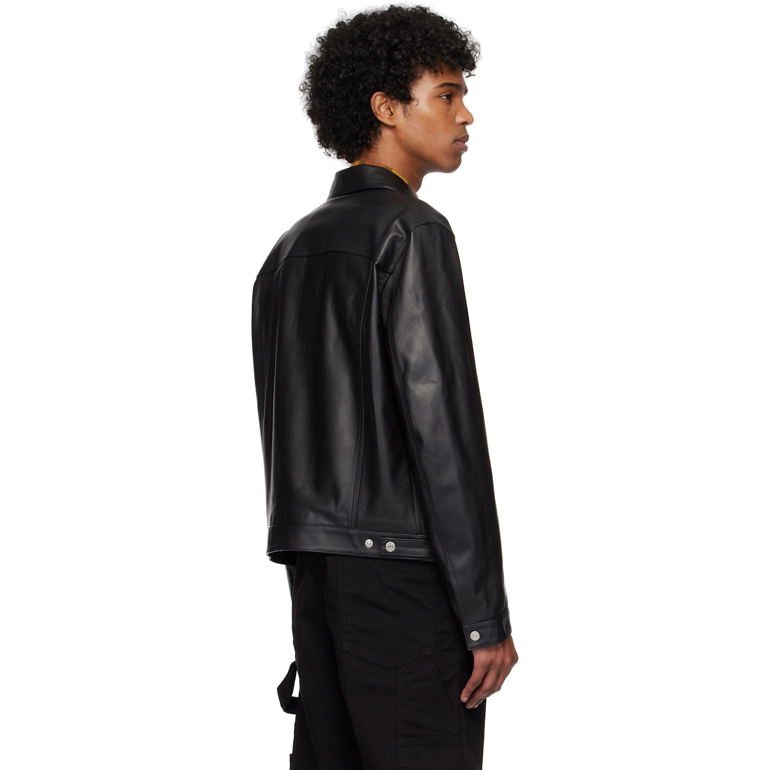  Dsquared2 Black Boxy Jean Leather Jacket 