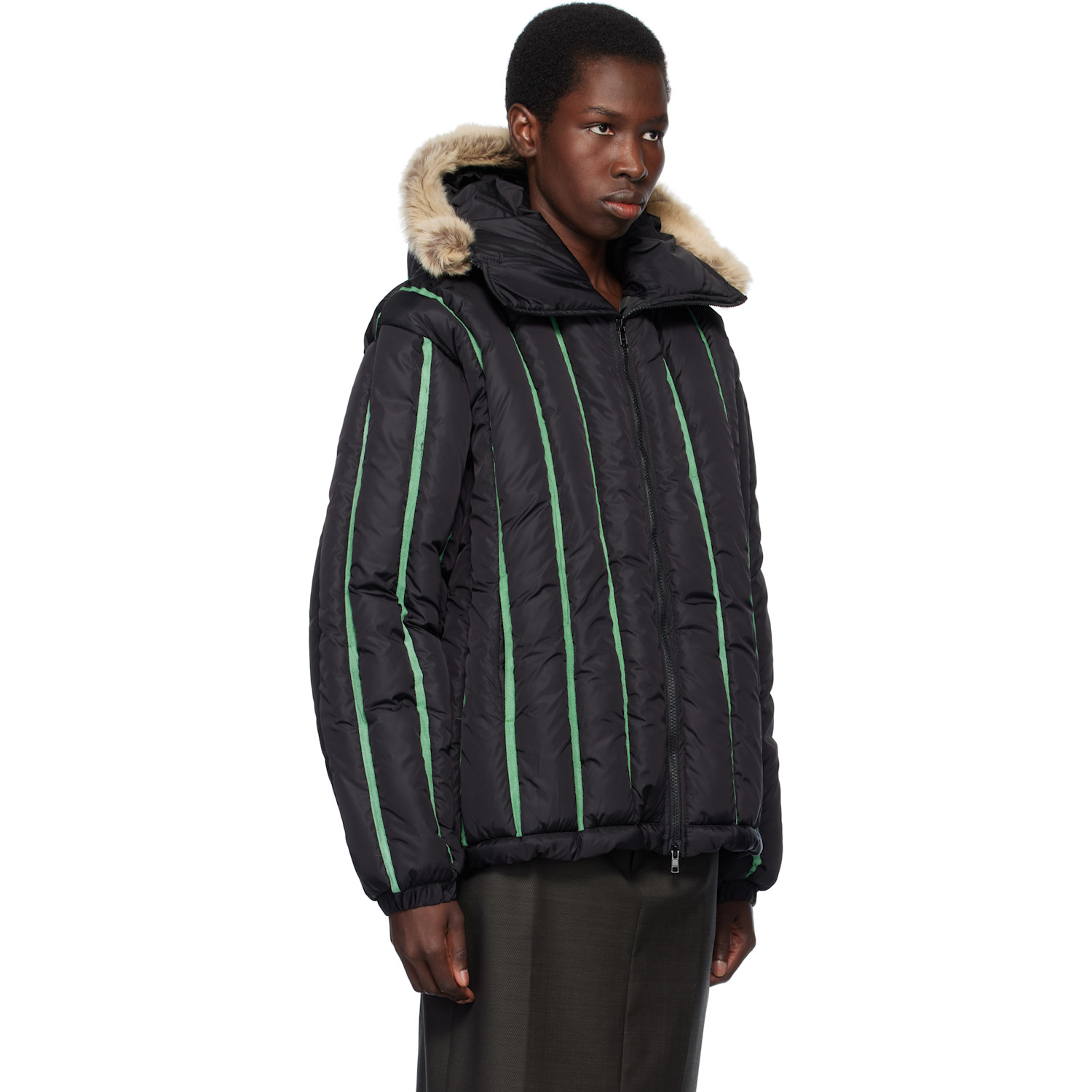  Stanley Raffington Black Quilted Puffer Bomber Jacket 