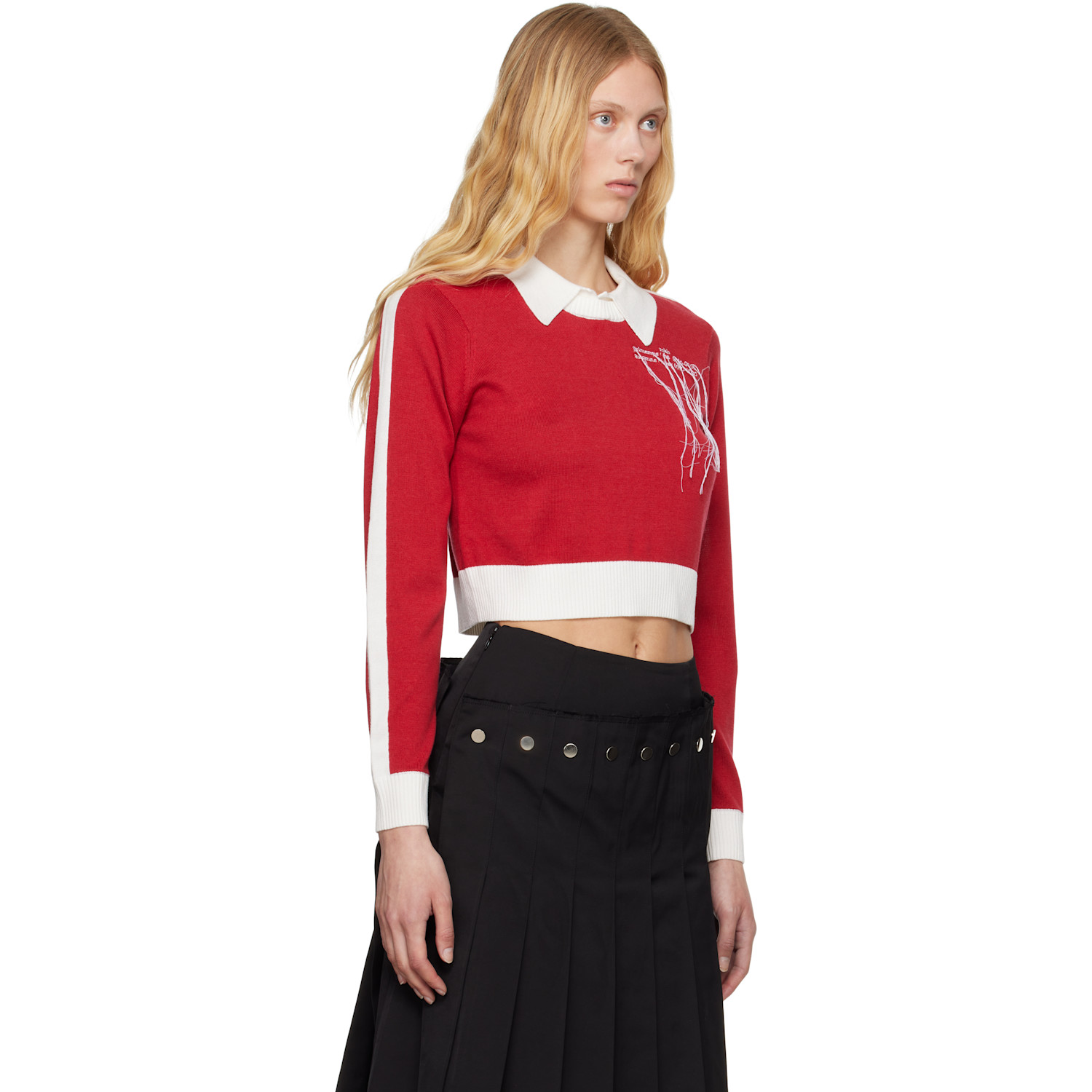  Rokh Red Contrasted Polo 