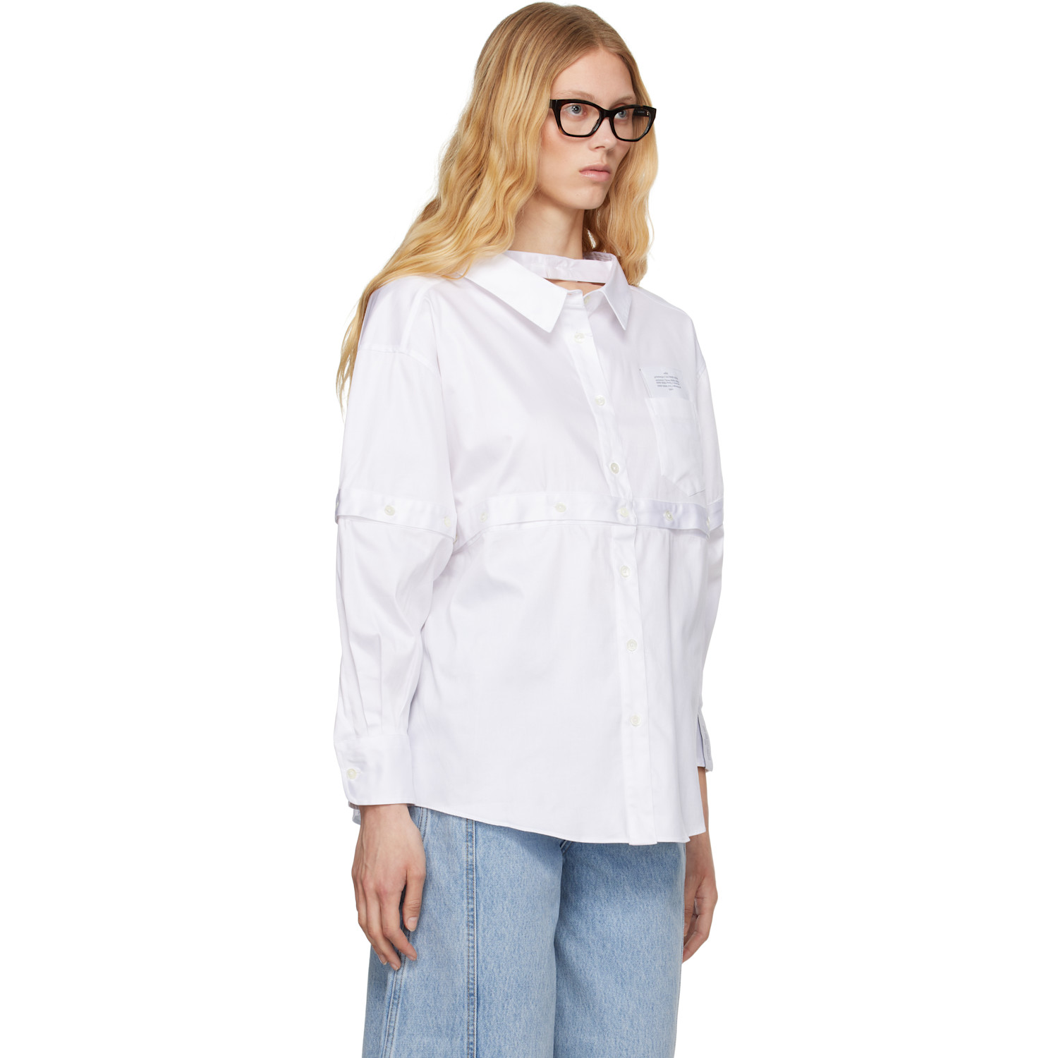  Rokh White Multi Button Broken Shirt 